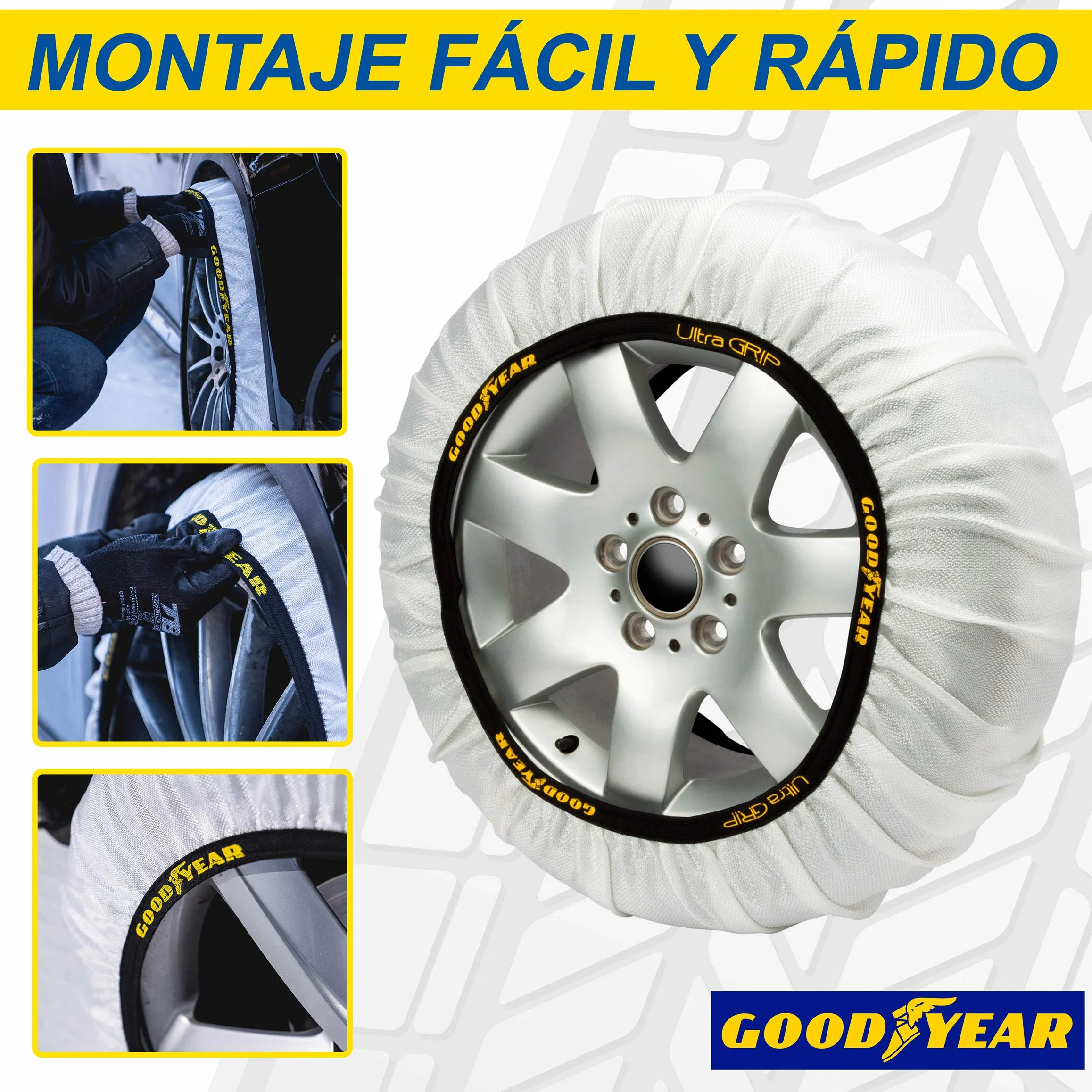 Goodyear Zestaw 2 tekstylnych łańcuchów śniegowych do samochodów Ultra GRIP Rozmiar XXL