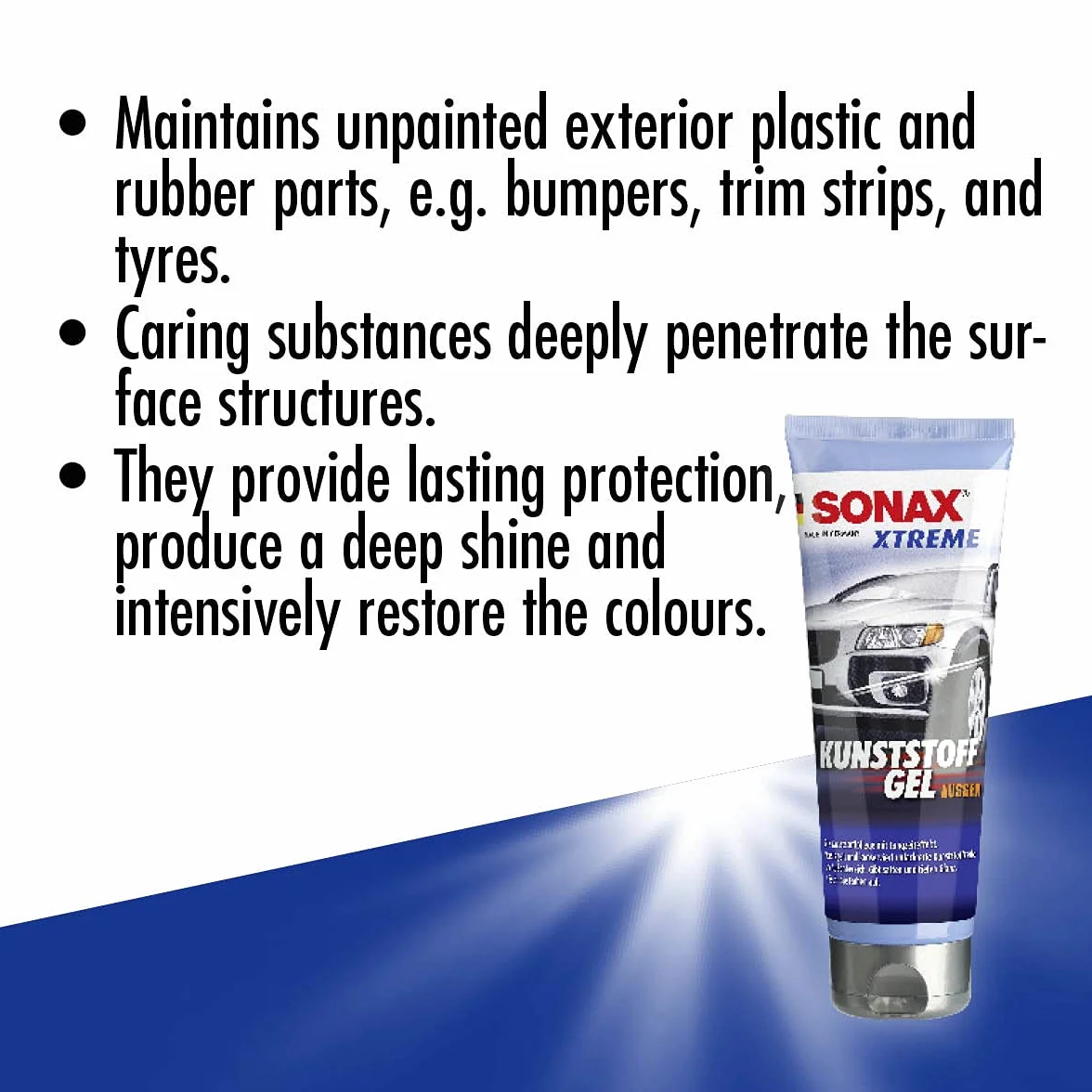 SONAX XTREME PLASTIC RESTORER GEL (250 ml) - Pielęgnacja plastiku o długotrwałym działaniu. Uszczelnia i chroni niepomalowane części zewnętrzne | Nr artykułu 02101410-810