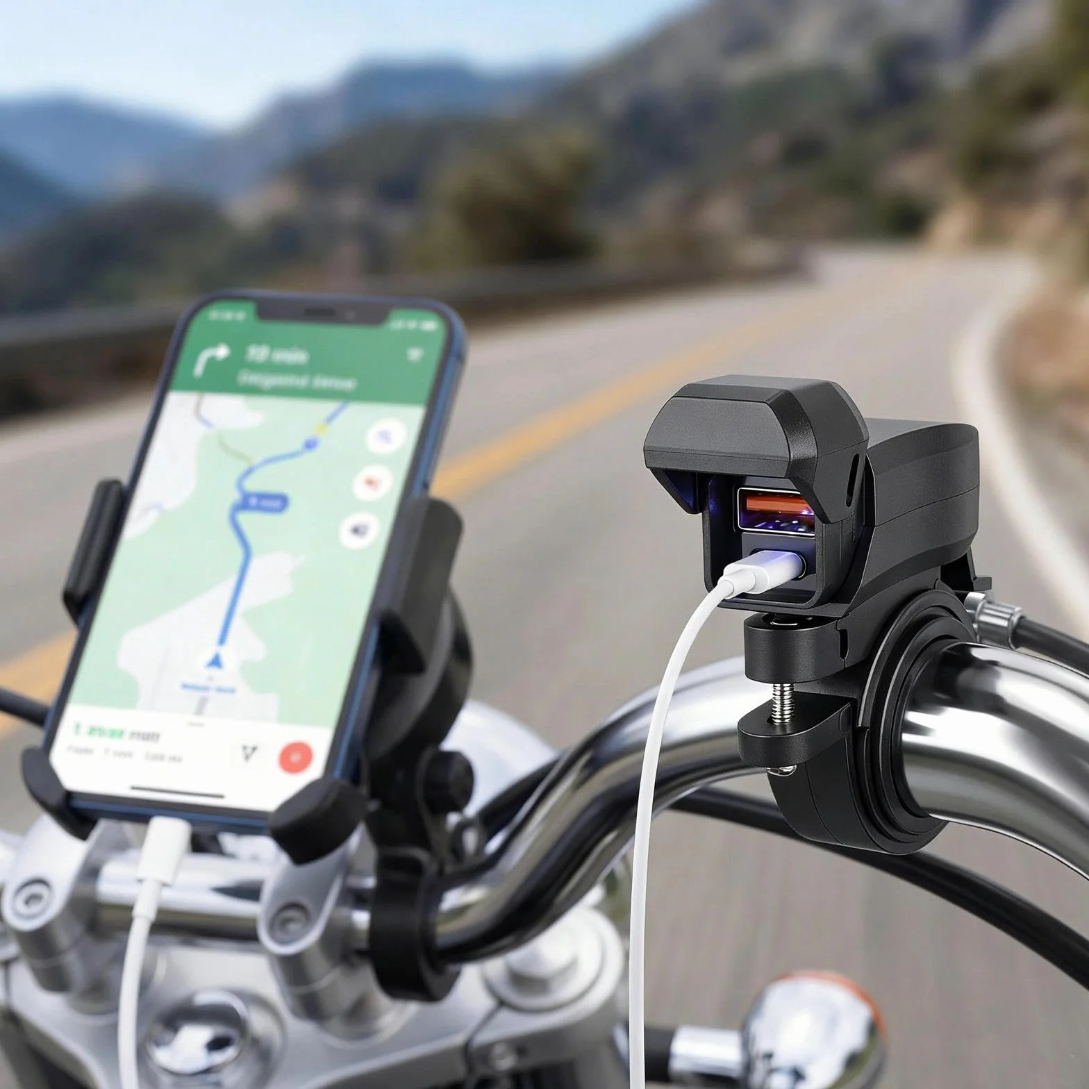 Motocyklowa ładowarka USB 36W PD3.0 QC3.0 2-portowa IP65 12-24V DC