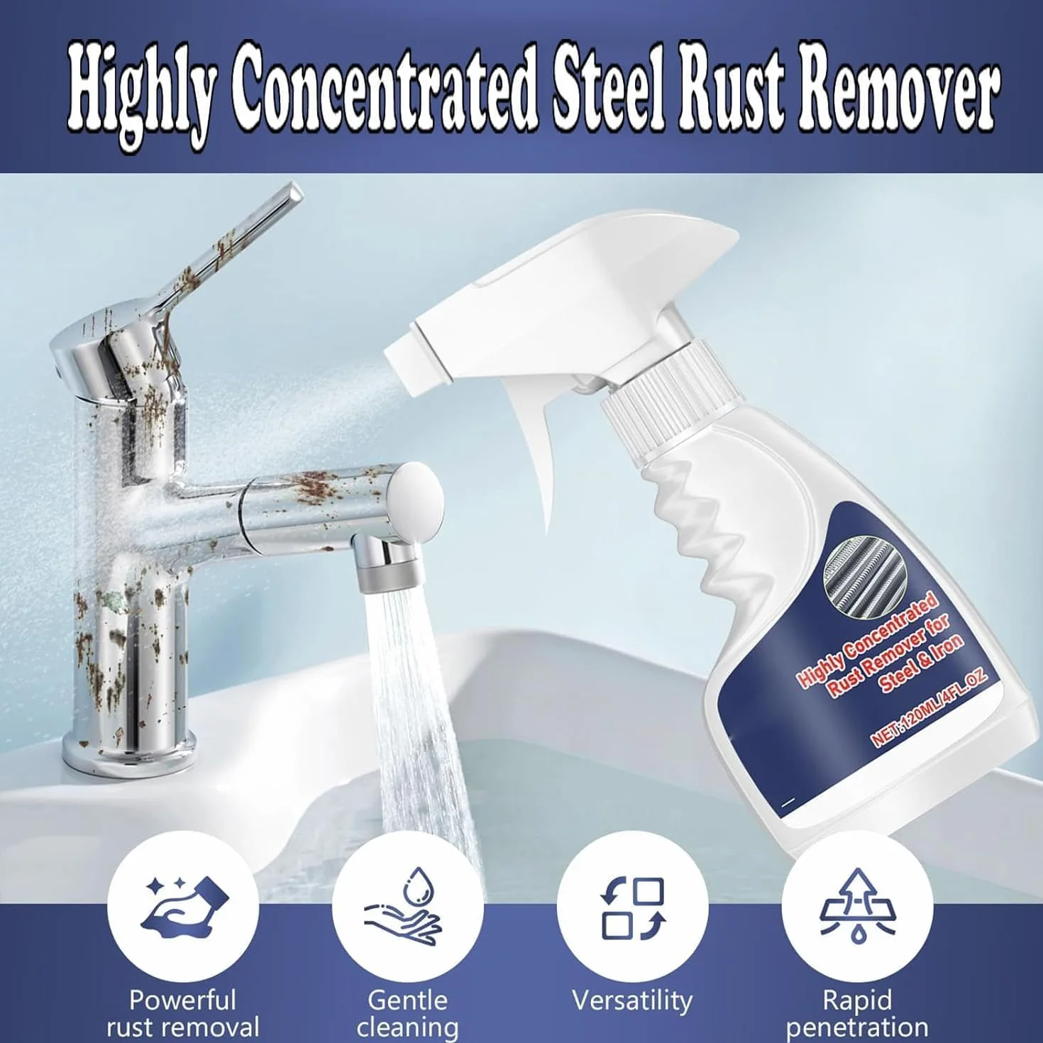 Generisch Heavy Duty Metal Rust Remover, ulepszony środek do usuwania rdzy z metalu, stal nierdzewna do narzędzi i mebli zewnętrznych, szybkie działanie (2 szt.)