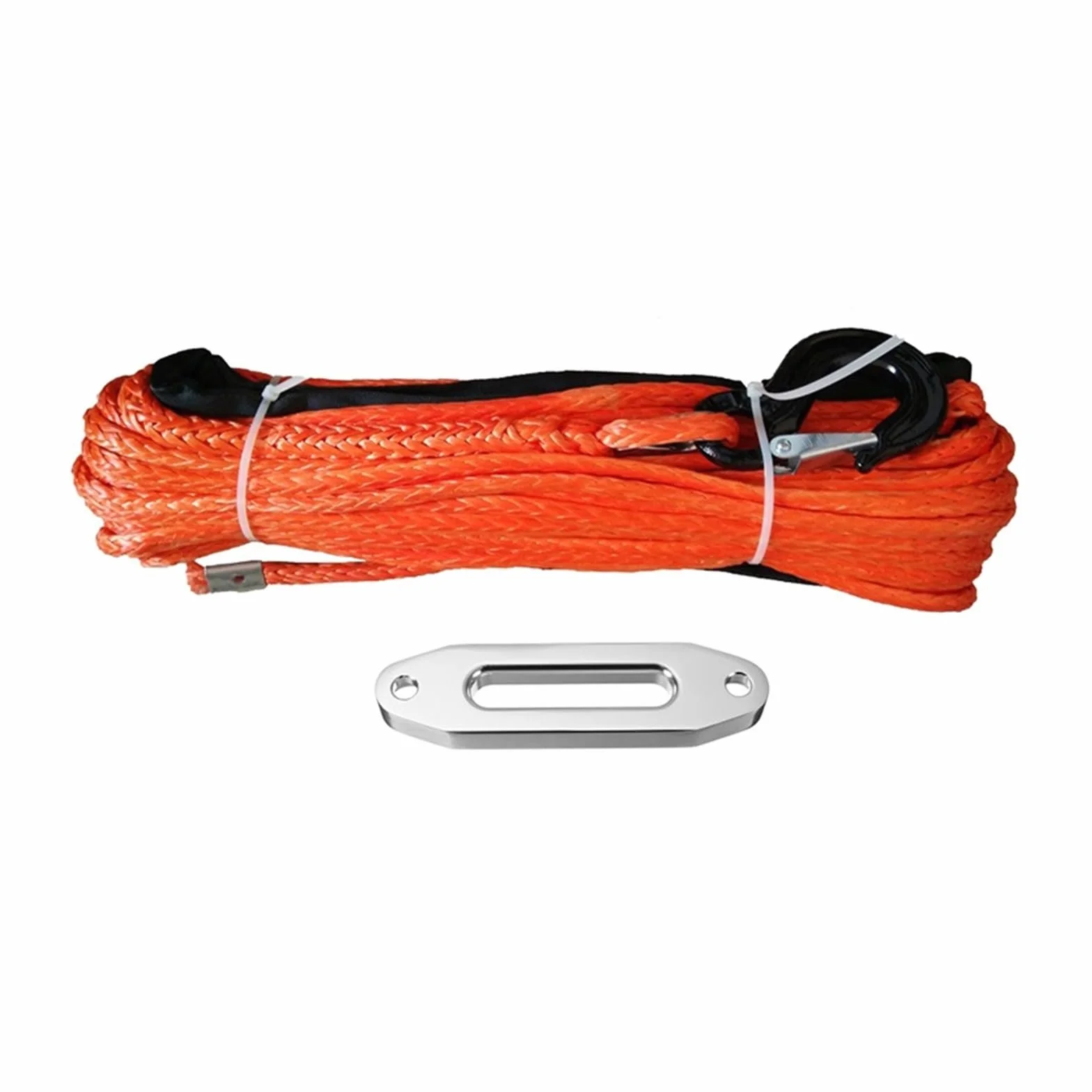 Lina wyciągarki, Kabel linowy wyciągarki 10 mm x 30 m z hakiem i taśmą 12000 funtów Hawse Aluminium Fairlead(Oranje)