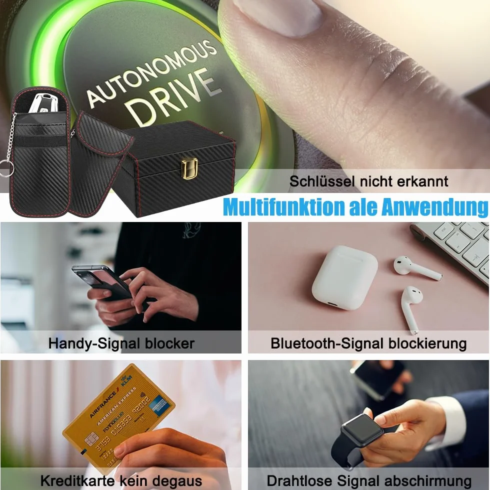 Diyife Keyless Go Faraday pudełko i sakiewka 2 czarne 5-7 kluczyków zabezpieczenie RFID 14,0 × 12,3 × 7,4 cm