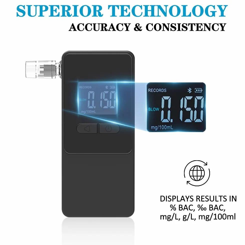 Alkomat Domowy Pro Breathalyser z 5 Ustnikami Czarny