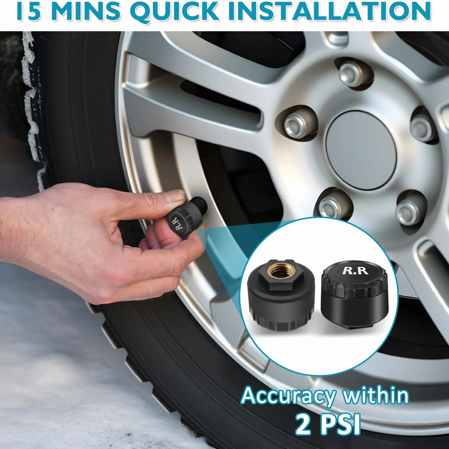 KAOLALI TPMS System monitorowania ciśnienia w oponach z 4 zewnętrznymi czujnikami solarny bezprzewodowy 0-5