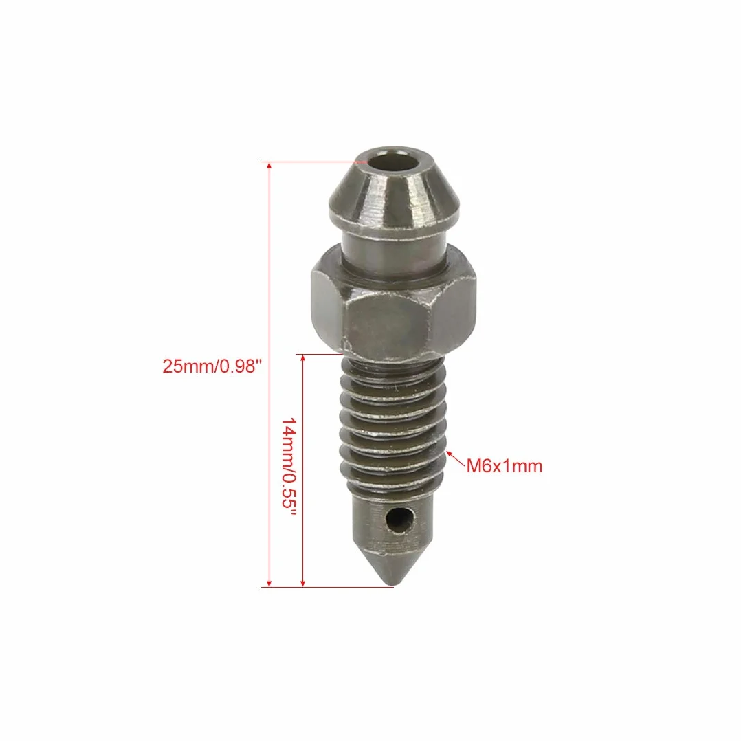 F FIERCE CYCLE 2 sztuki śruby odpowietrzające M6 x 1 mm z nasadką, śruba drążona do motocykla