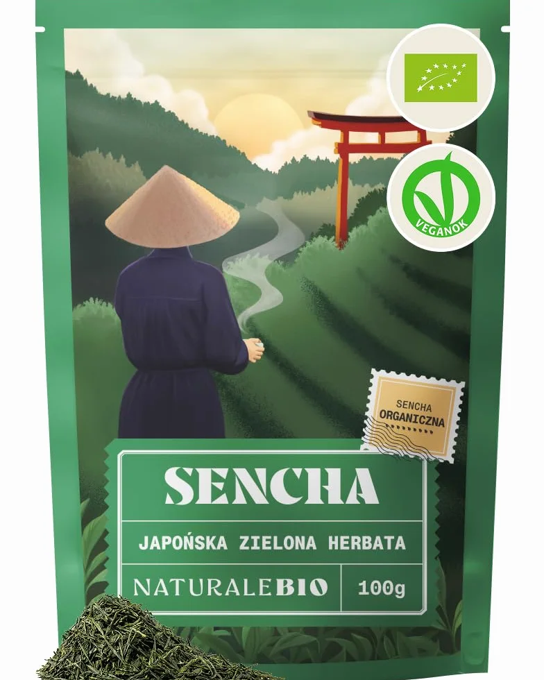 Zielona herbata Sencha japońska, organiczna - Upper Grade - 100g. Bio, naturalna i czysta. Zielona herbata liściasta z pierwszego zbioru uprawiana w Japonii