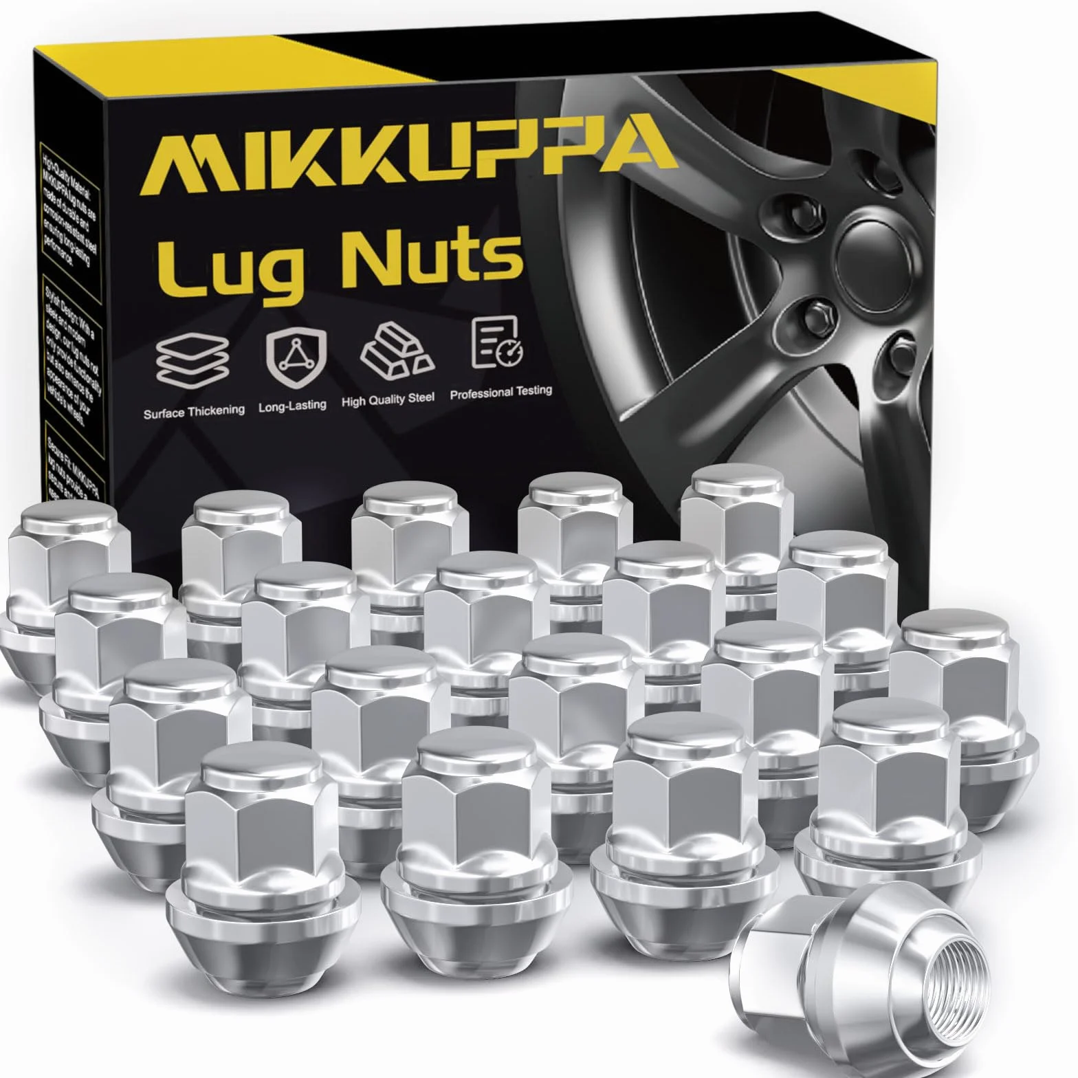 MIKKUPPA M12 x 1,5 chromowane nakrętki do kół SW19 20 sztuk OEM Factory Style do większości Ford Fiesta Focus Fusion fabryka koła żołądź siedzenie nakrętki zamknięty koniec nakrętki Lug Nuts