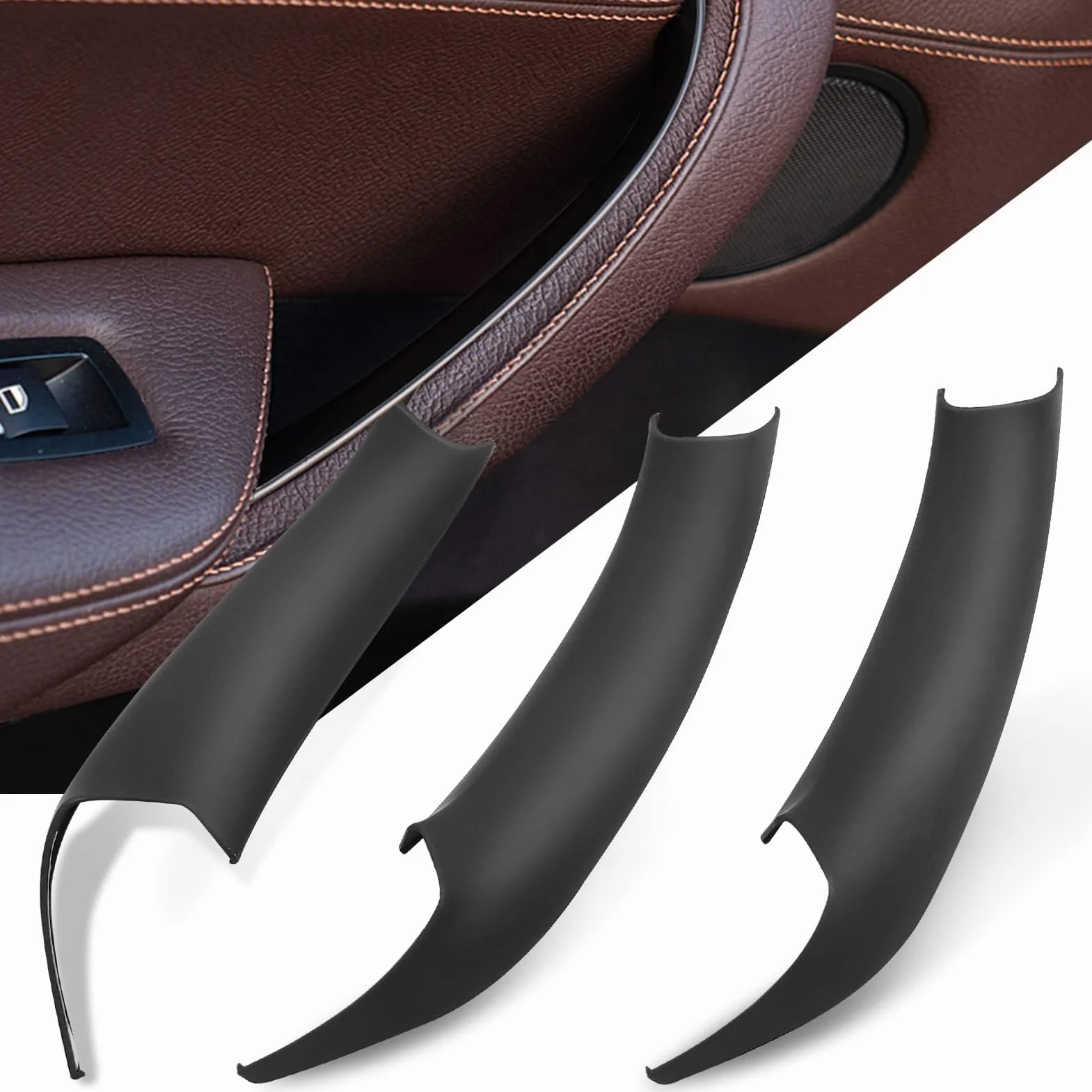 Jaronx Kompatybilne z uchwytami do drzwi BMW X3 F25/X4 F26, 3 szt. pokrowców na klamki do drzwi BMW X3 F25 2010-2016, X4 F26 2014-2017, uchwyt do drzwi wewnętrznych z lewej i prawej strony, czarny