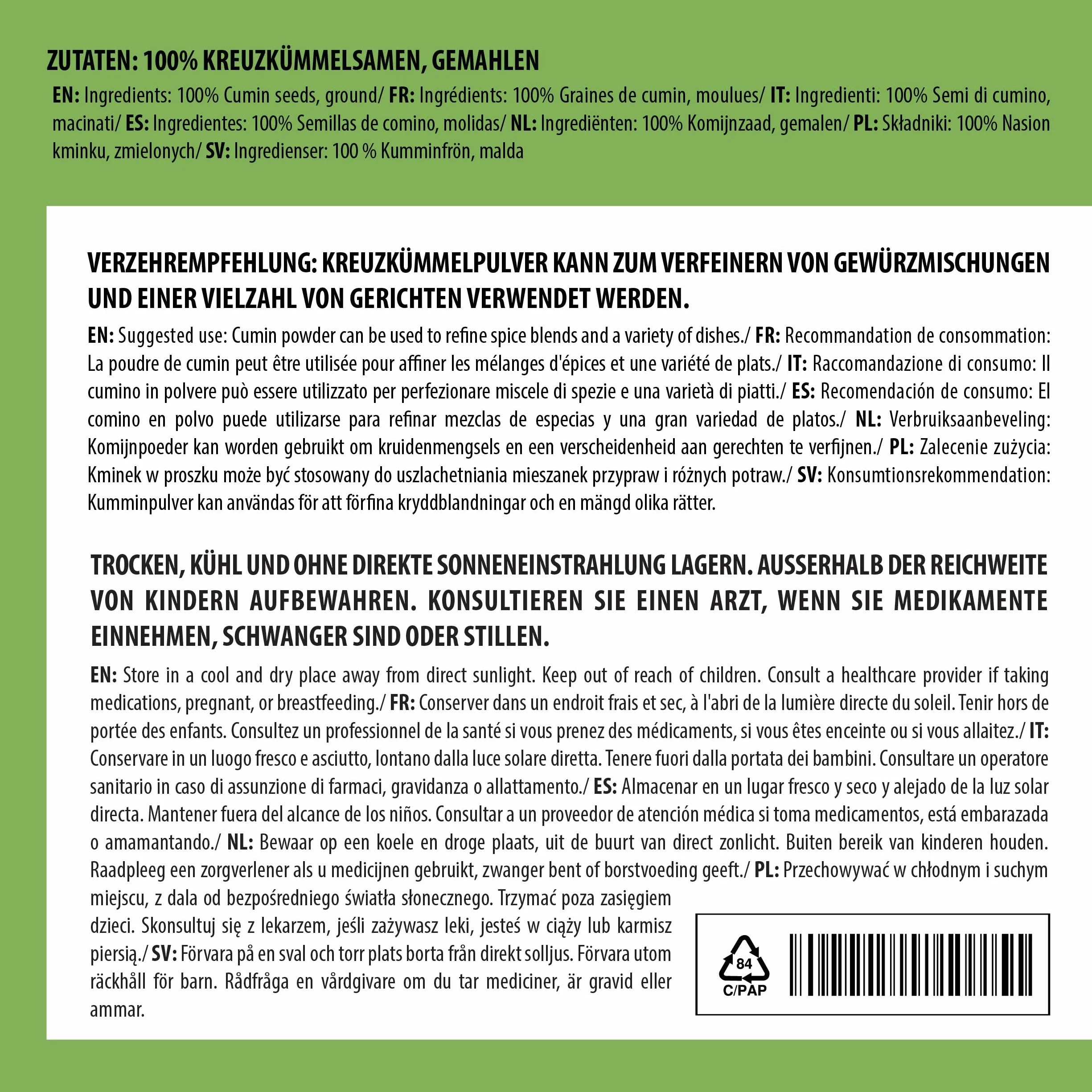 Alpi Nature Proszek z Kminu Rzymskiego 125g Mielone Nasiona
