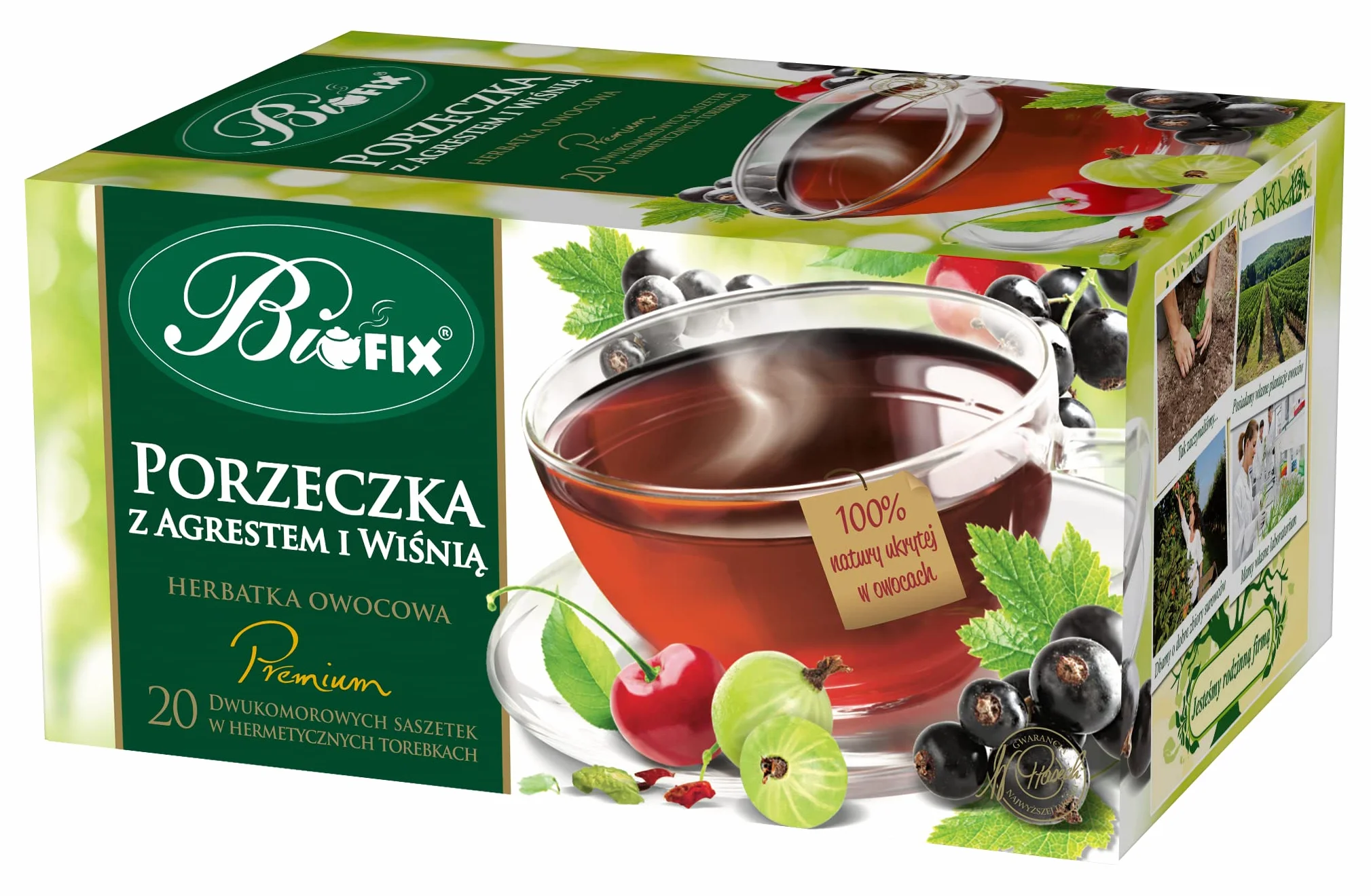 Bifix Owocowa Premium Herbata, Porzeczka/Agrest, 20 sztuk
