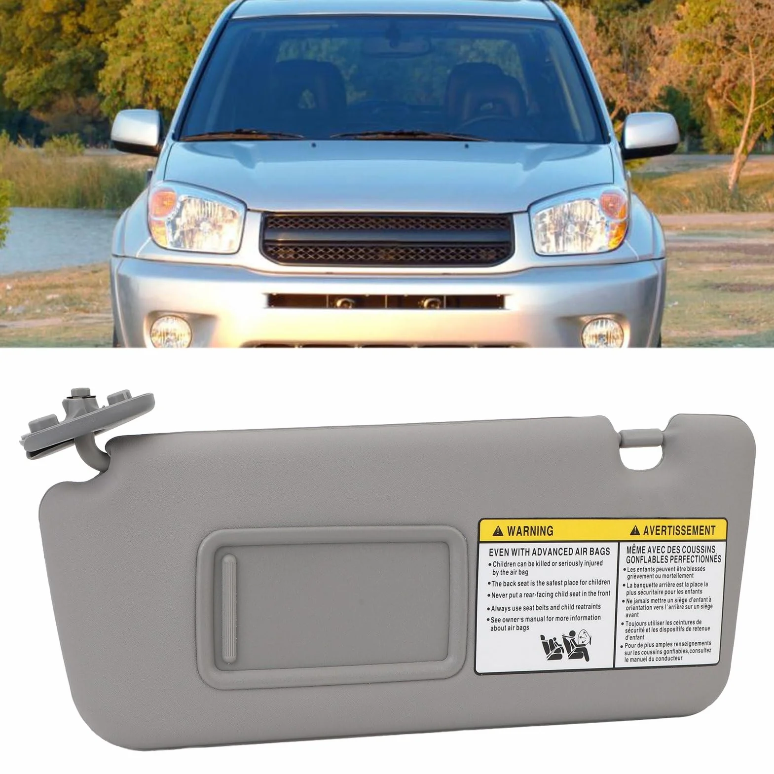 Auto Szara Lewa Osłona Przeciwsłoneczna Po Stronie Kierowcy dla RAV4 2004 do 2005, 74320 42420 B0 Osłona Przeciwsłoneczna z Lusterkiem do Makijażu do Samochodu RAV4 2004 do 2005