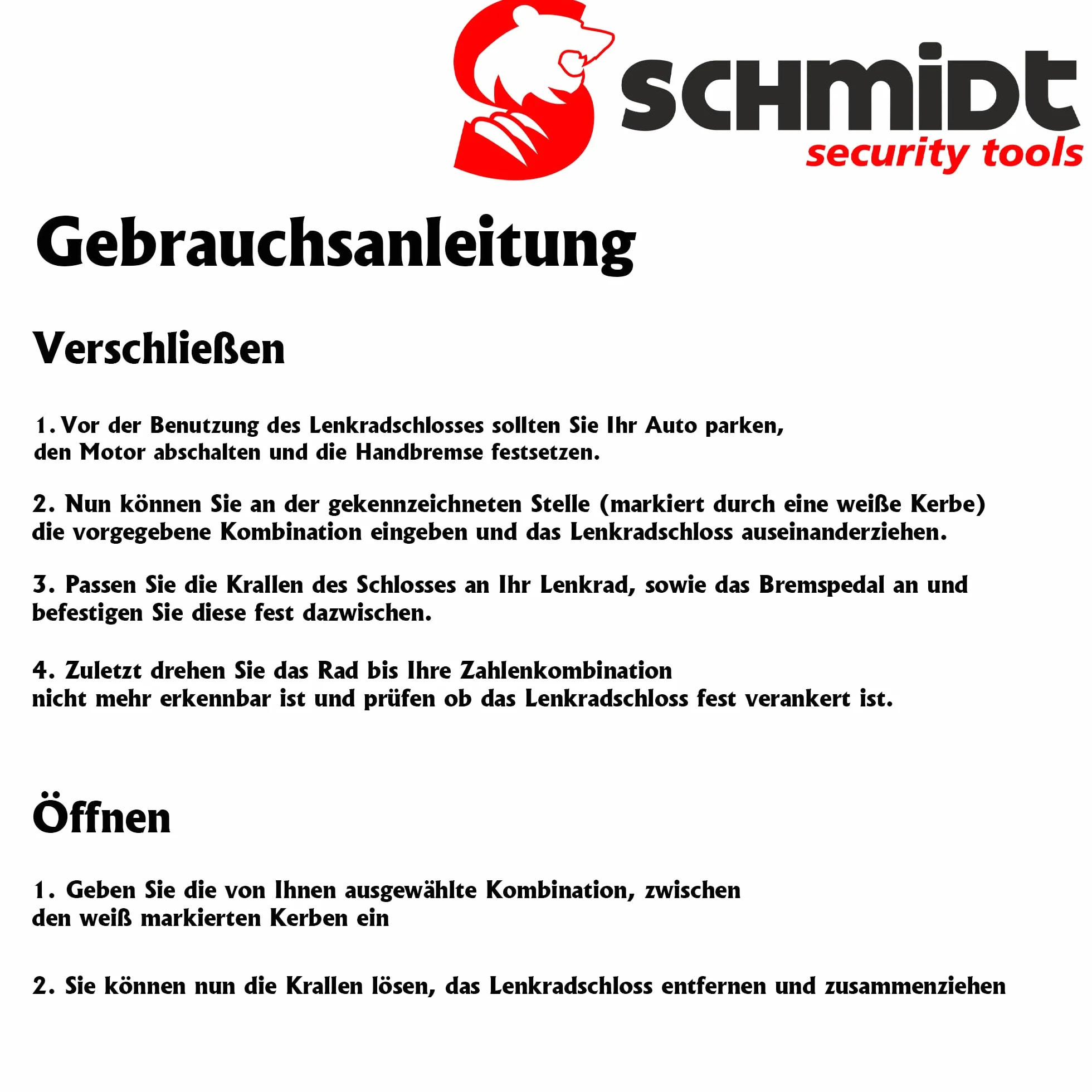 SCHMIDT Security Tools Blokada na i kierownicę LS-2000 49,5-78cm dla samochodów osobowych i ciężarowych, zabezpieczenie przed kradzieżą, z zamkiem liczbowym, blokada ruszenia pojazdem