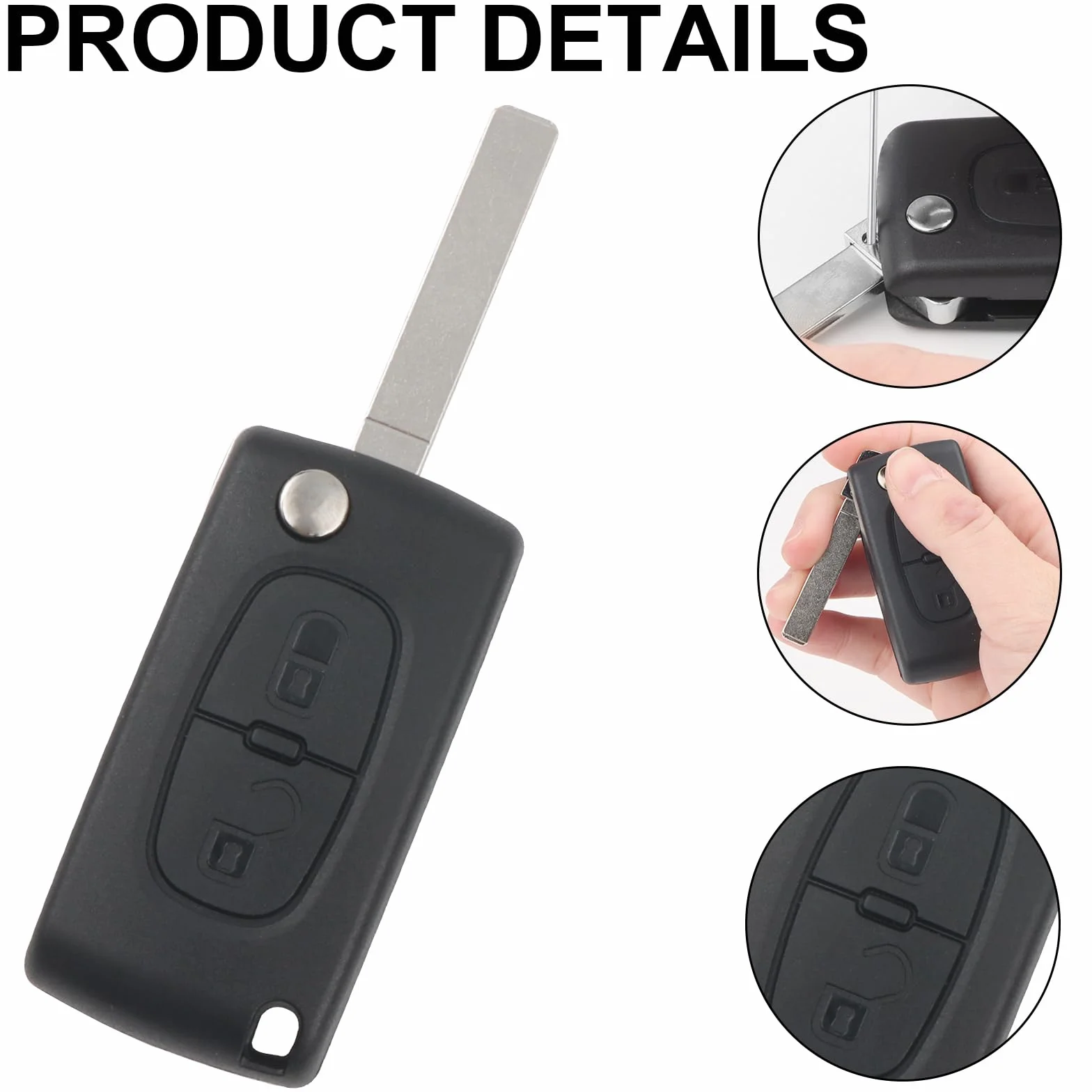 Pokrowiec na kluczyk składany pilot z brelokiem kompatybilny z Peugeot 207 307 308 407 408 607 Citroen C2 C3 C4 C5 C6 C8 Xsara