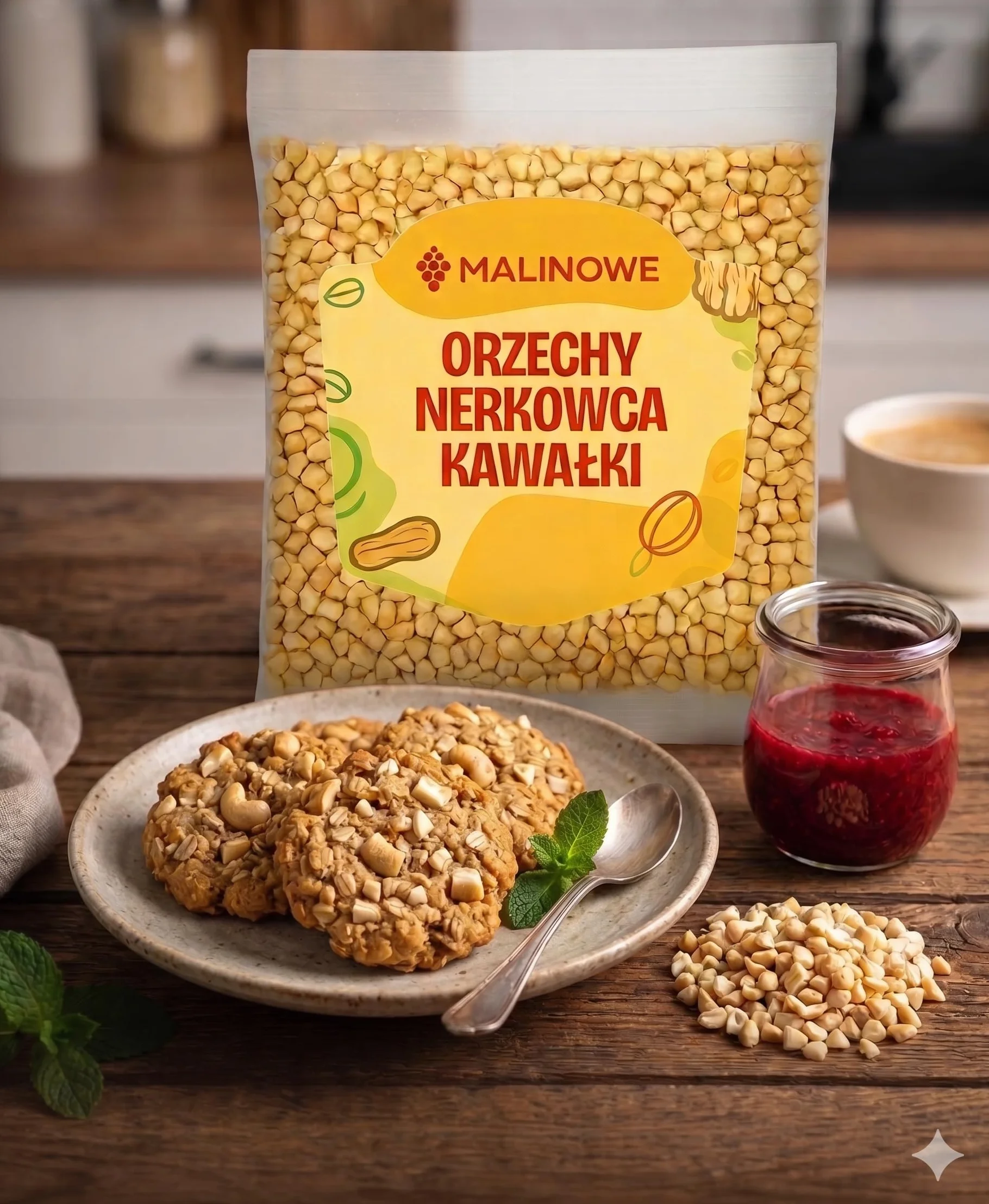 ORZECHY NERKOWCA KAWAŁKI Malinowe 500g Naturalne