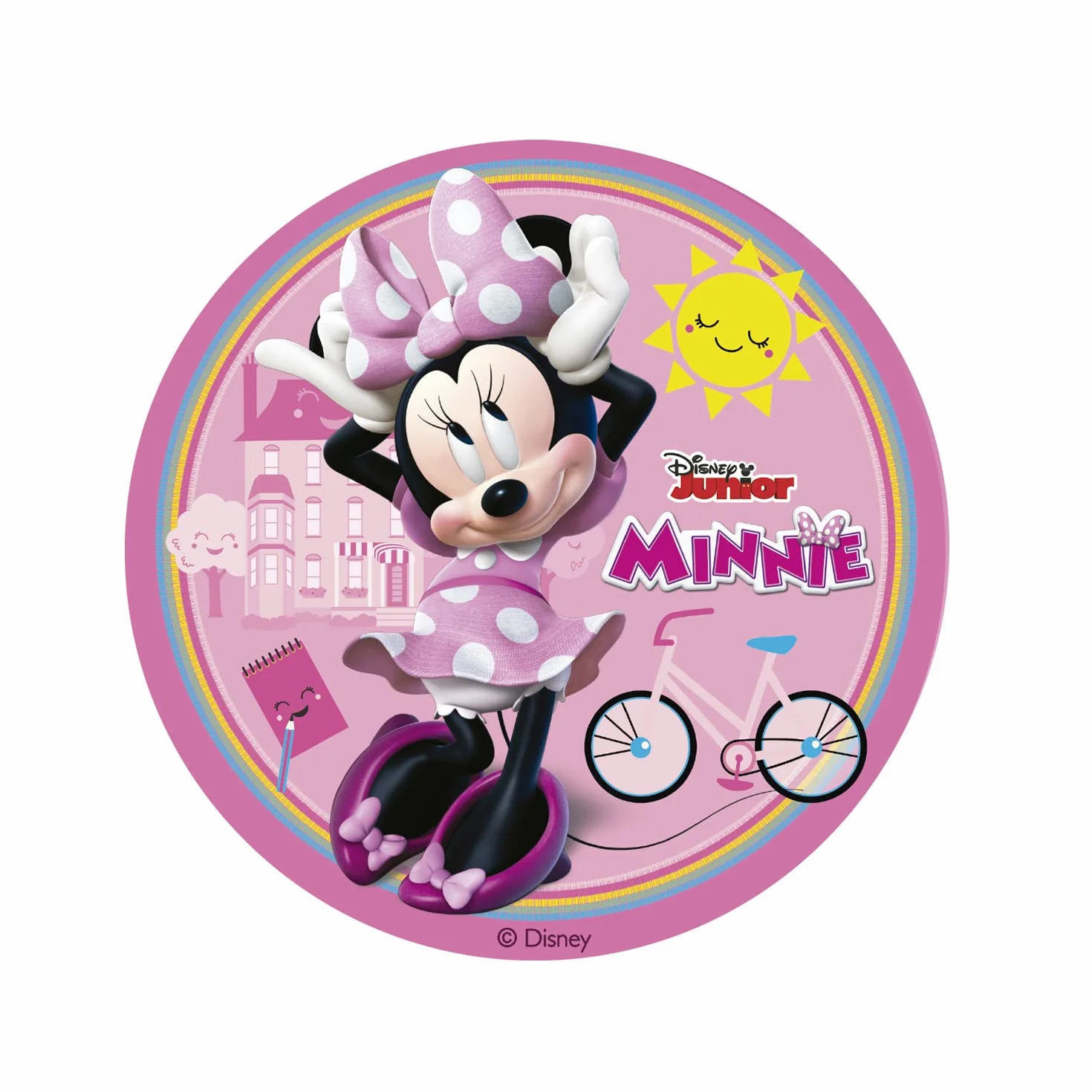 dekora - Wachlarz na tort Myszka Minnie bez cukru 15,5 cm jadalny - papier jadalny - Disney - bezglutenowy (231389)