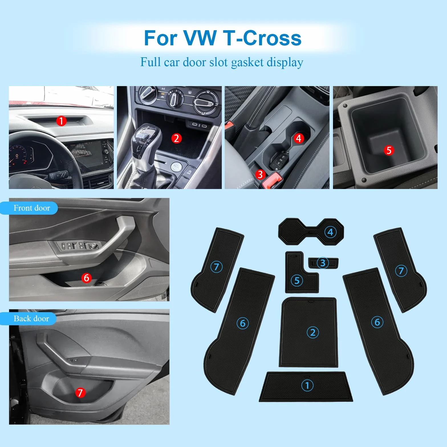 Gumowe maty antypoślizgowe VW T-Cross 2018-2024 czarny