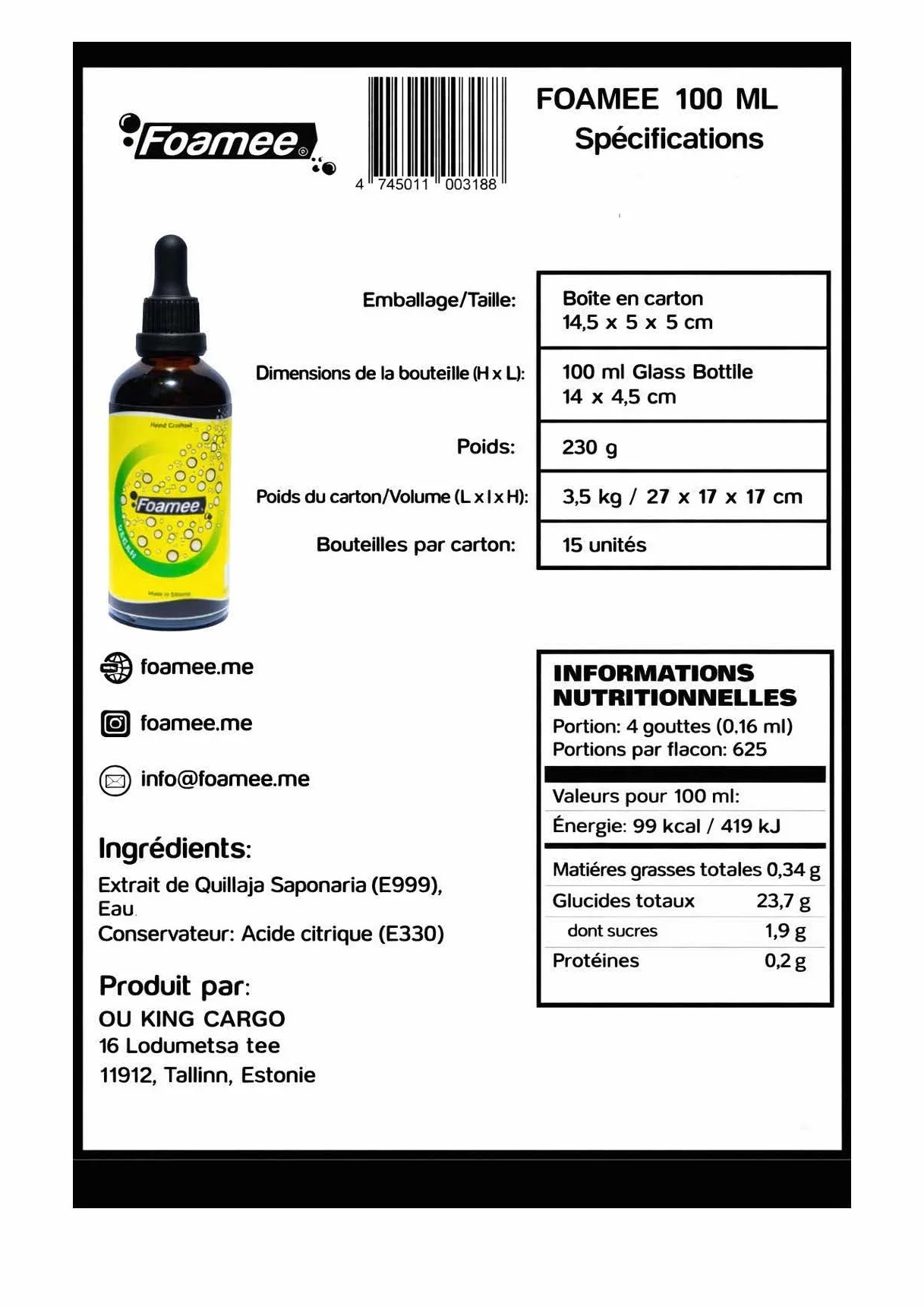 Wegański spieniacz koktajlowy 100 ml