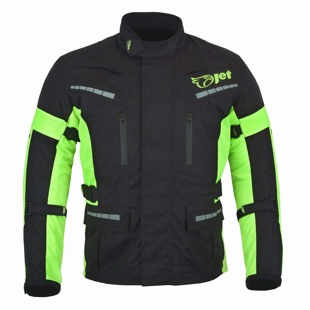 Jet Męska wodoodporna kurtka motocyklowa tekstylna czarny fluro