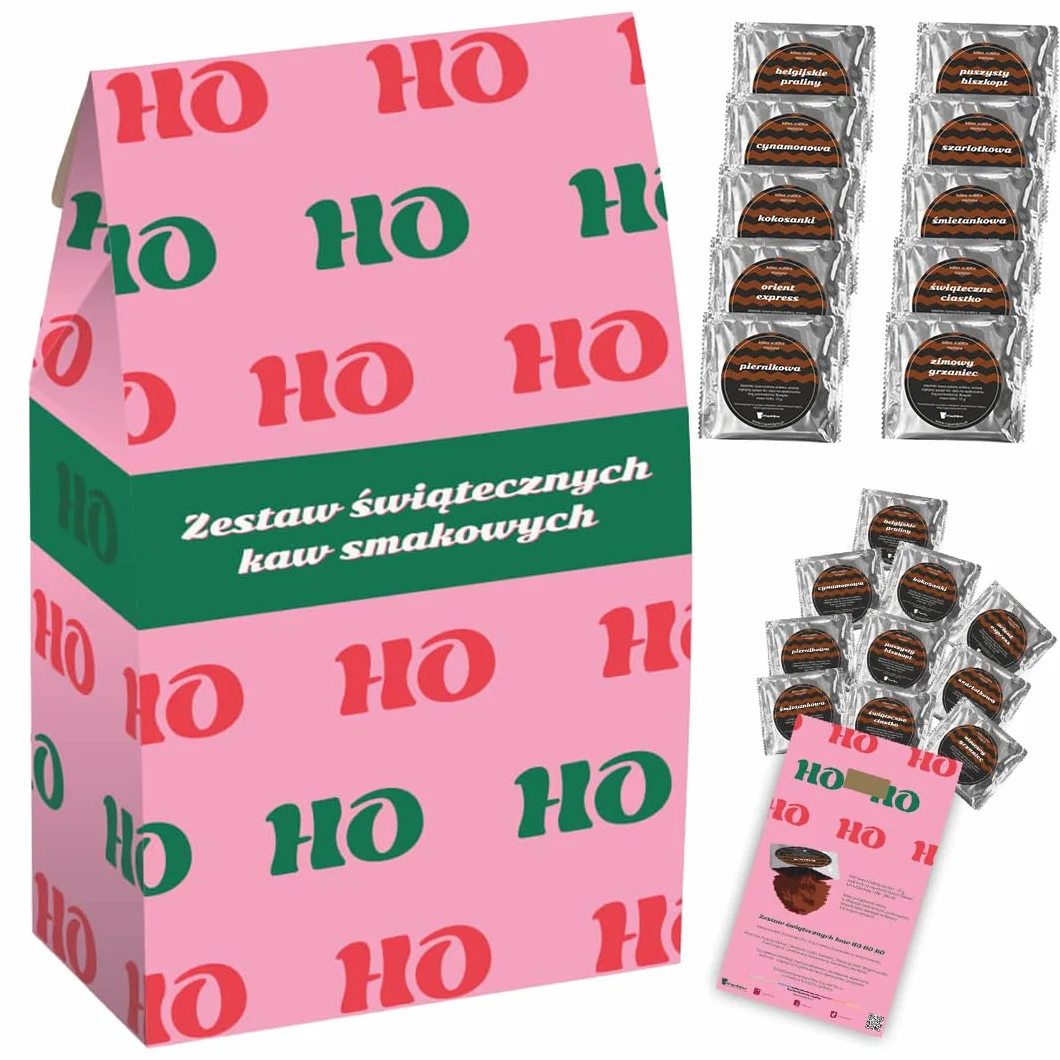 ŚWIĄTECZNY ZESTAW PREZENTOWY KAWA SMAKOWA MIELONA PREMIUM 10 SMAKÓW