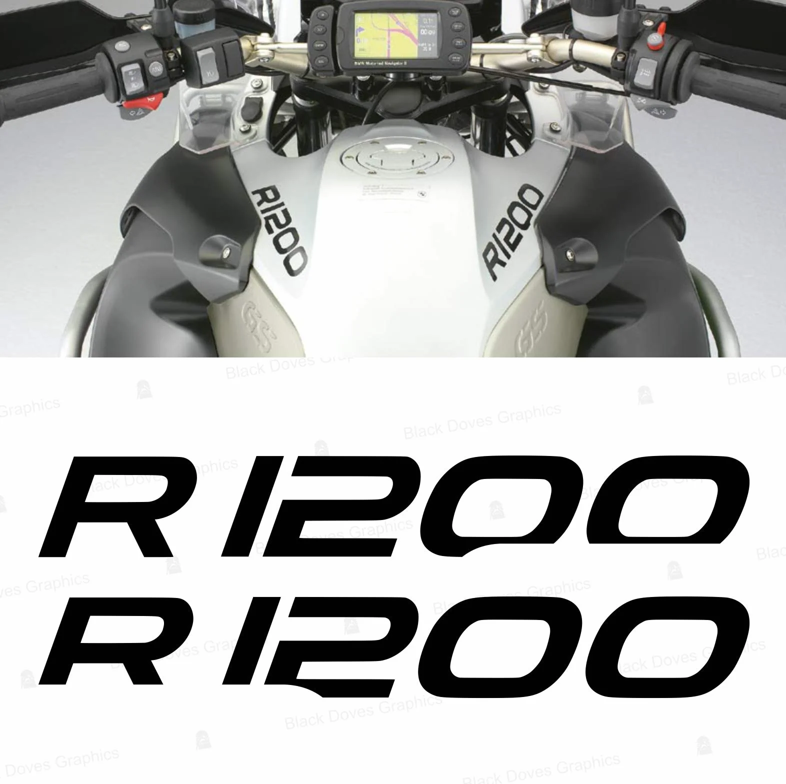 2 x R1200 naklejki na motocykl R 1200 GS ADESIVI PEGATINA Naklejki samochodowe VINIL Motorcycle r1200gs (czarne)