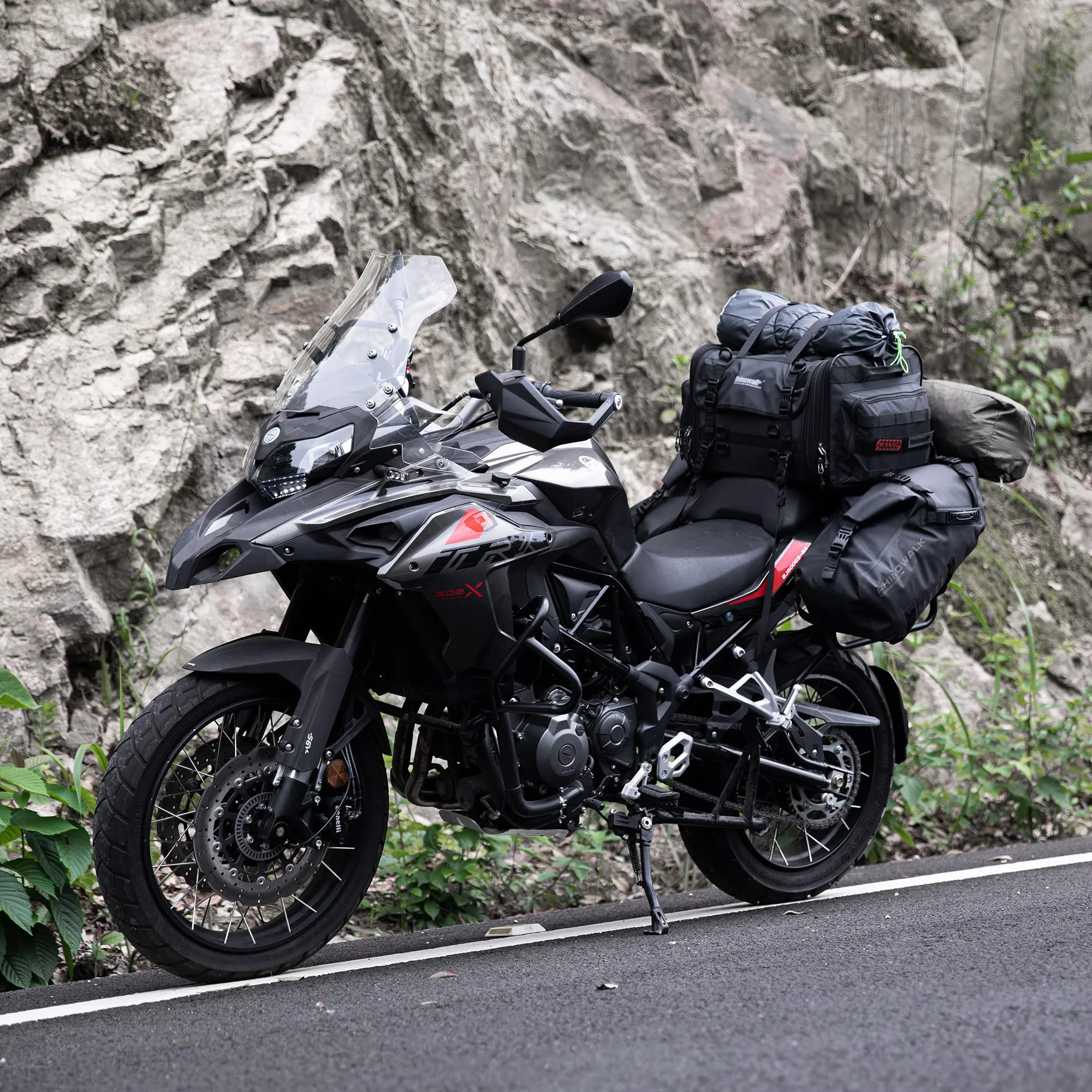 BAIGIO Torba na bagażnik motocyklowy, 40-60 l, możliwość rozszerzenia, wodoszczelna, wielofunkcyjna torba motocyklowa, torba na bagażnik, torba podróżna, torba na tylne siedzenie