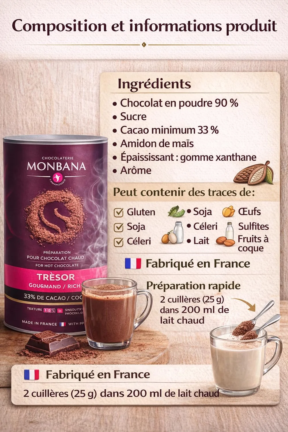 Monbana Puder czekoladowy 1 kg gorąca czekolada