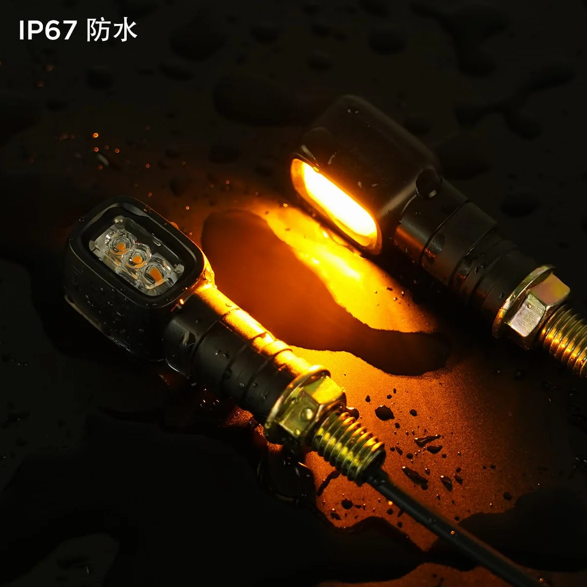 evermotor 12V Mini LED kierunkowskaz motocyklowy, E24 E-przetestowany, 4 sztuki 1.2W Retro kierunkowskaz motocyklowy Prostokątny, gwint M10, do motocykli Ebike rower, IP67 wodoodporny