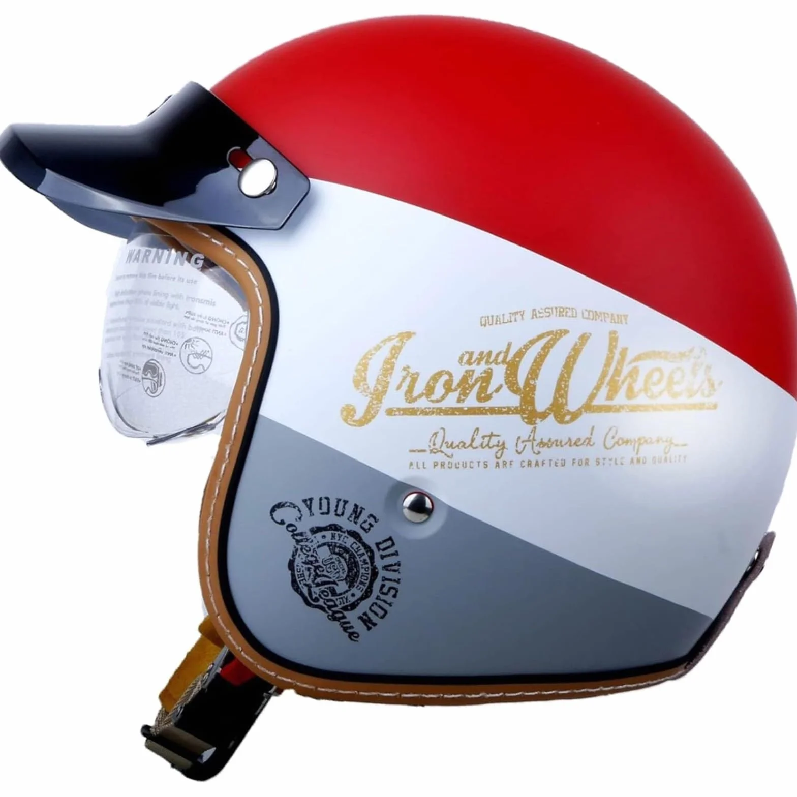 Półskorupowy kask motocyklowy typu jet, retro, chopper, z okularami ochronnymi i szybkim zapięciem, dla kobiet, mężczyzn i dorosłych