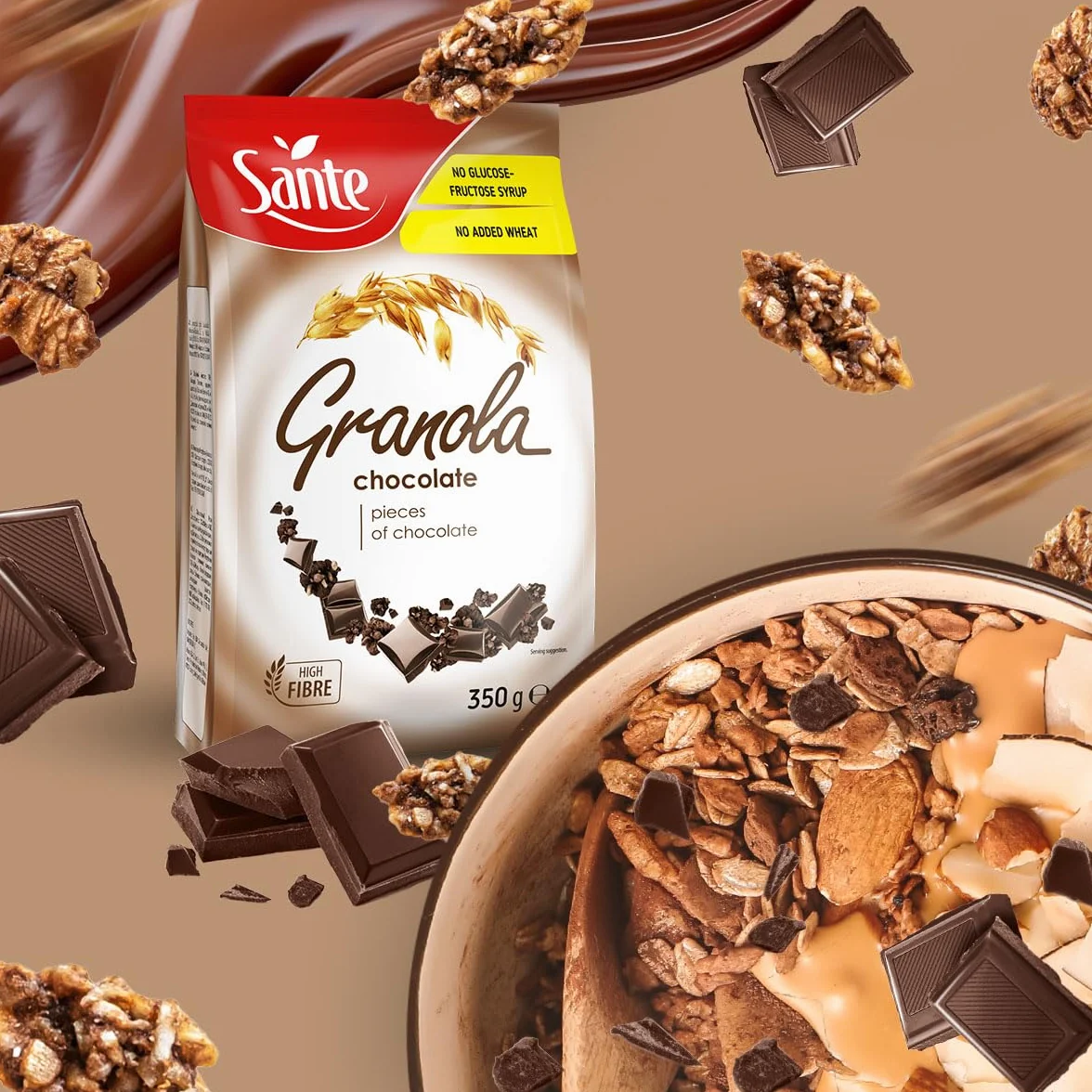 SANTE GRANOLA CZEKOLADOWA 350G MUSLI ZDROWE