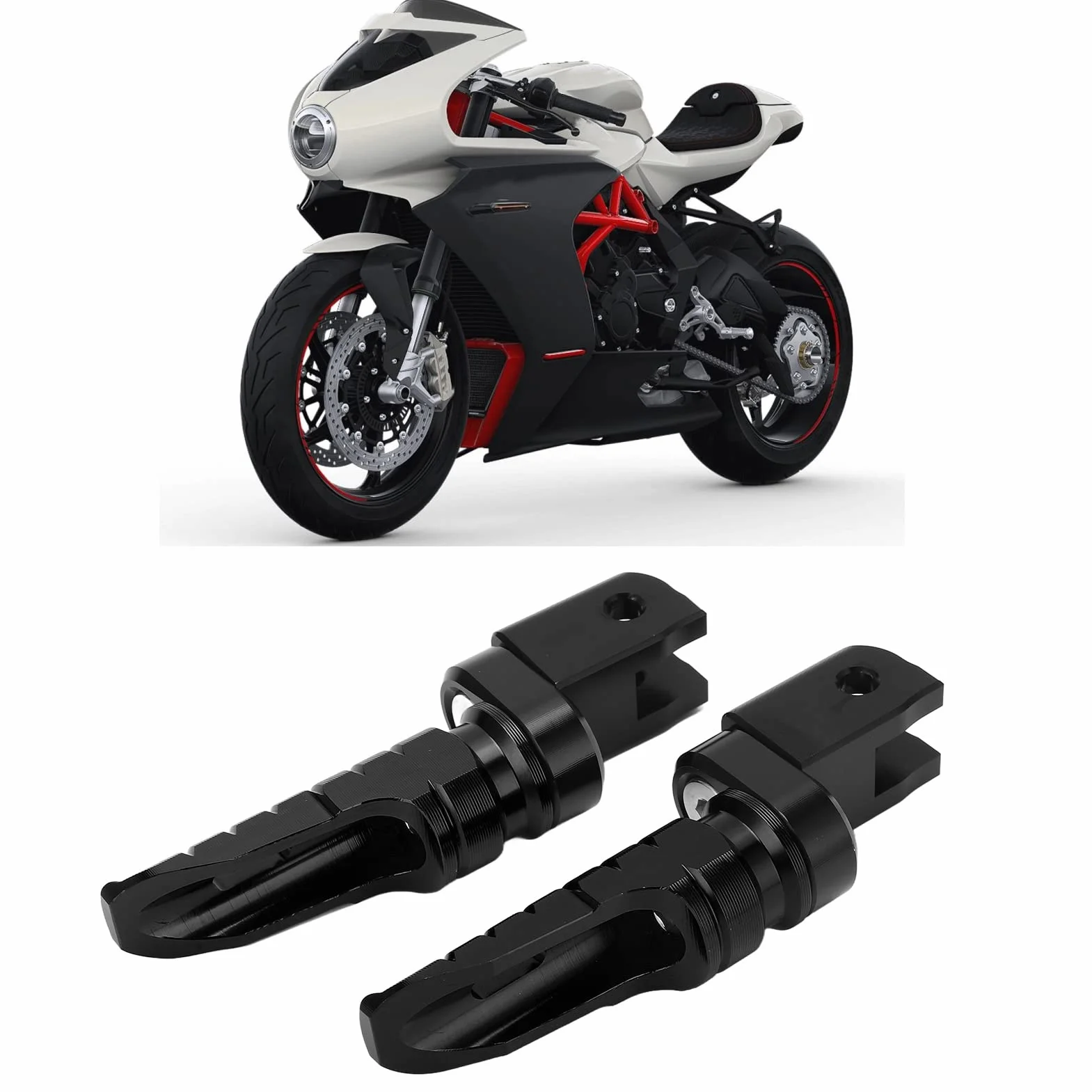 Akozon Przednie Podnóżki, Motocykl Przedni Podnóżek Pedał Stop Aluminium Zamiennik dla MV AGUSTA Brutale 800 RR RR SCS ROSSO(Czarny)