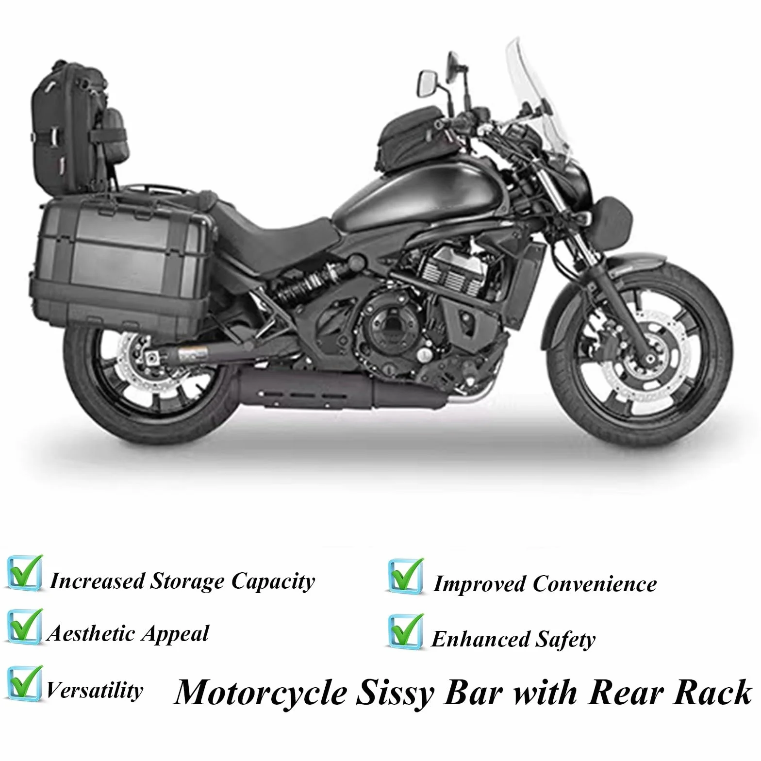Motocykl Sissy Bar Oparcie z tylnym bagażnikiem dla Kawasaki Vulcan S 650 VN650 Top Box Rozszerzony metalowy wspornik tylny tylny pasażer