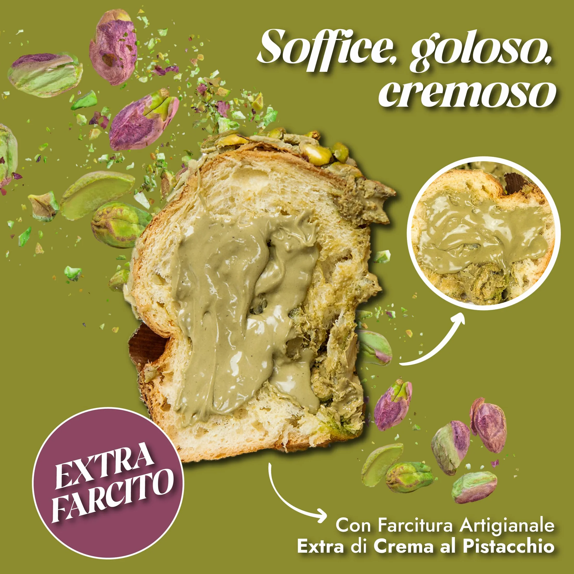 RACILIA Artisan Pistacjowy Panettone z dodatkowym nadzieniem 500g | Z kremem pistacjowym i chrupiącym lukrem | Wolne zakwaszanie 36h z drożdżami macierzystymi i naturalnymi składnikami | 1,5 kg