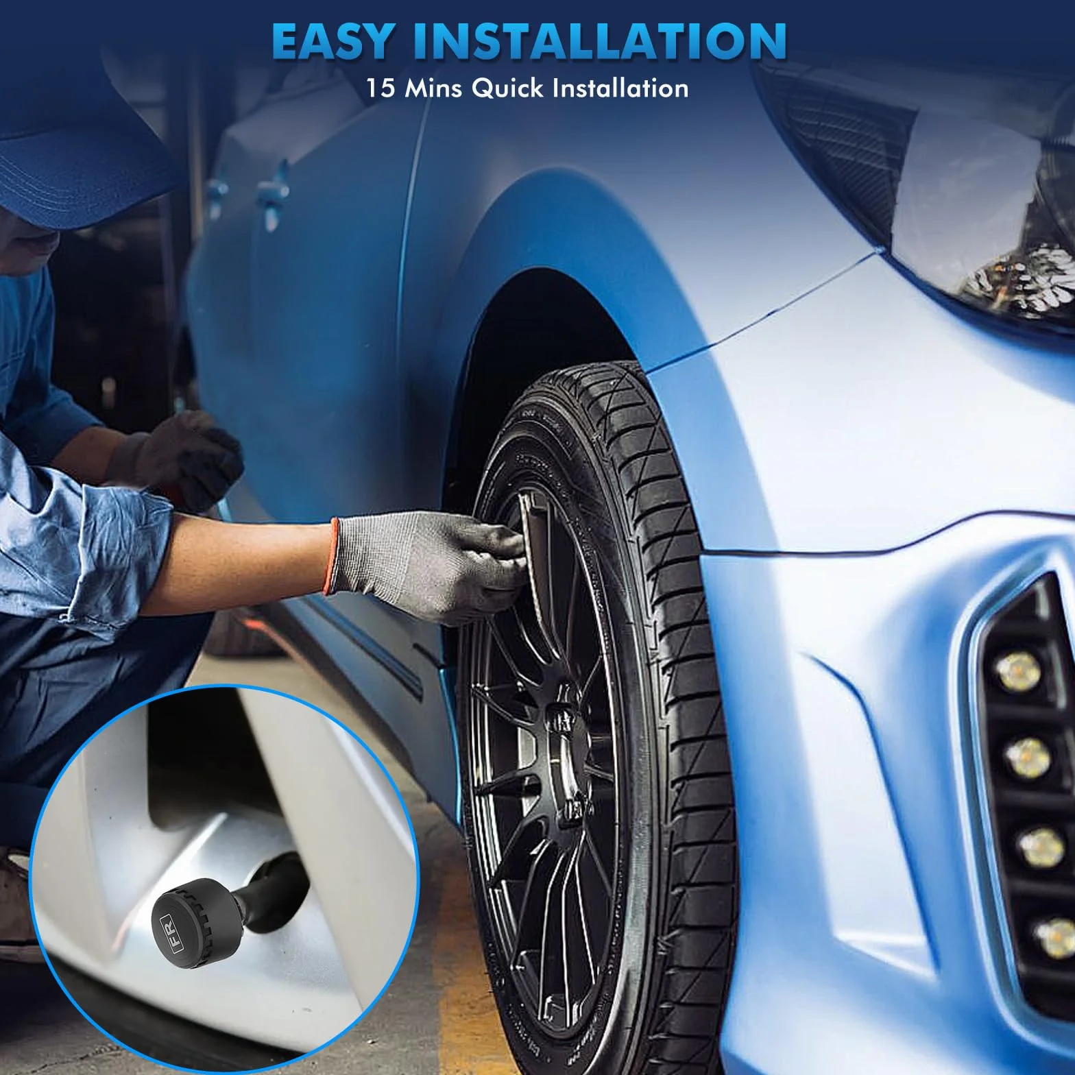 KAOLALI System monitorowania ciśnienia w oponach, TPMS z monitorowaniem temperatury w samochodzie, ładowarka solarna i USB, 4 zewnętrzne czujniki opon, automatyczne włączanie/wyłączanie, do kampera