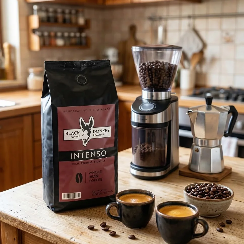 Black Donkey Ziarna Kawy 1kg Intenso Mocne Palenie Wysoka Zawartość Kofeiny