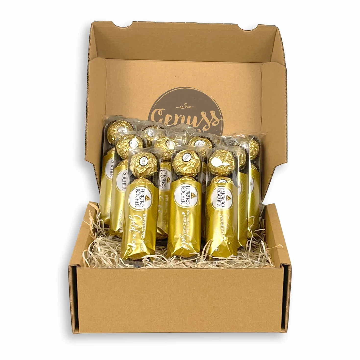 Genussleben Ferrero Rocher, 48 sztuk w pudełku prezentowym, chrupiące praliny z mleczną czekoladą i orzechem laskowym