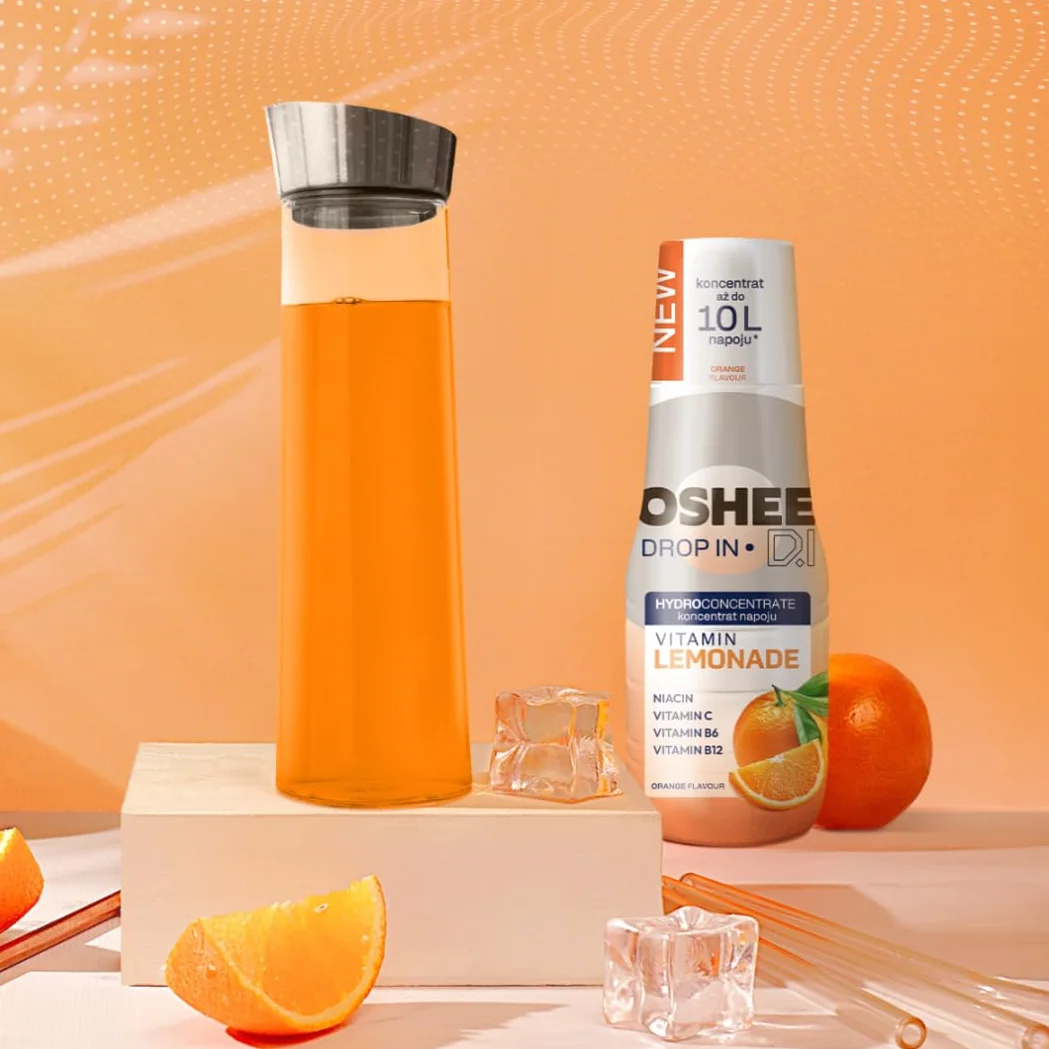 OSHEE DROP IN, Hydrokoncentrat Witaminowy, Smak Pomarańczowy, z Witaminami B6 B12 Niacyną i Kwasem Foliowym, Butelka 500 ml, Koncentrat do Rozcieńczania