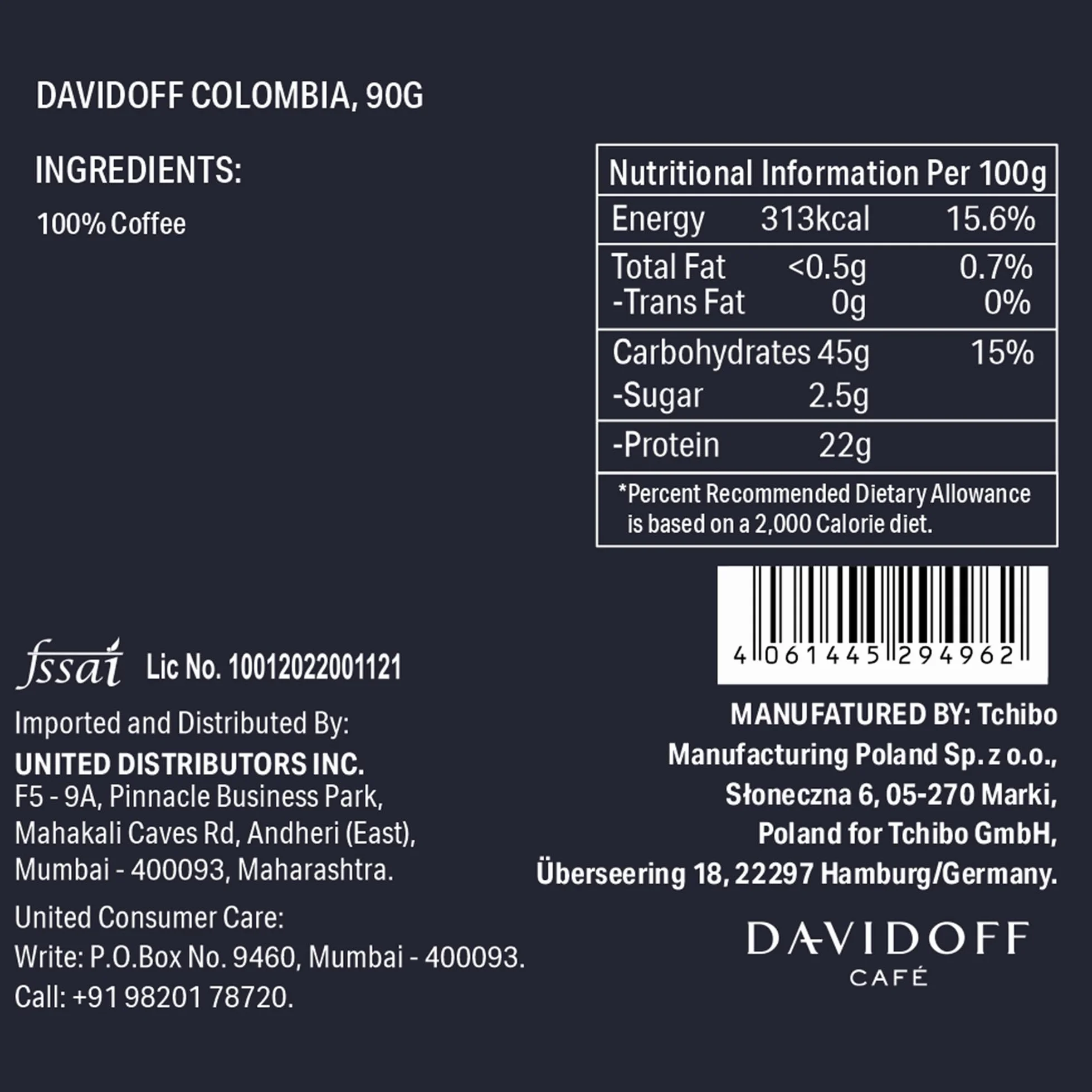 Davidoff Origins Colombia, Kawa rozpuszczalna instant, 100% Arabica, Intensywność 11/12, Nuty kakao i orzecha laskowego, 90g