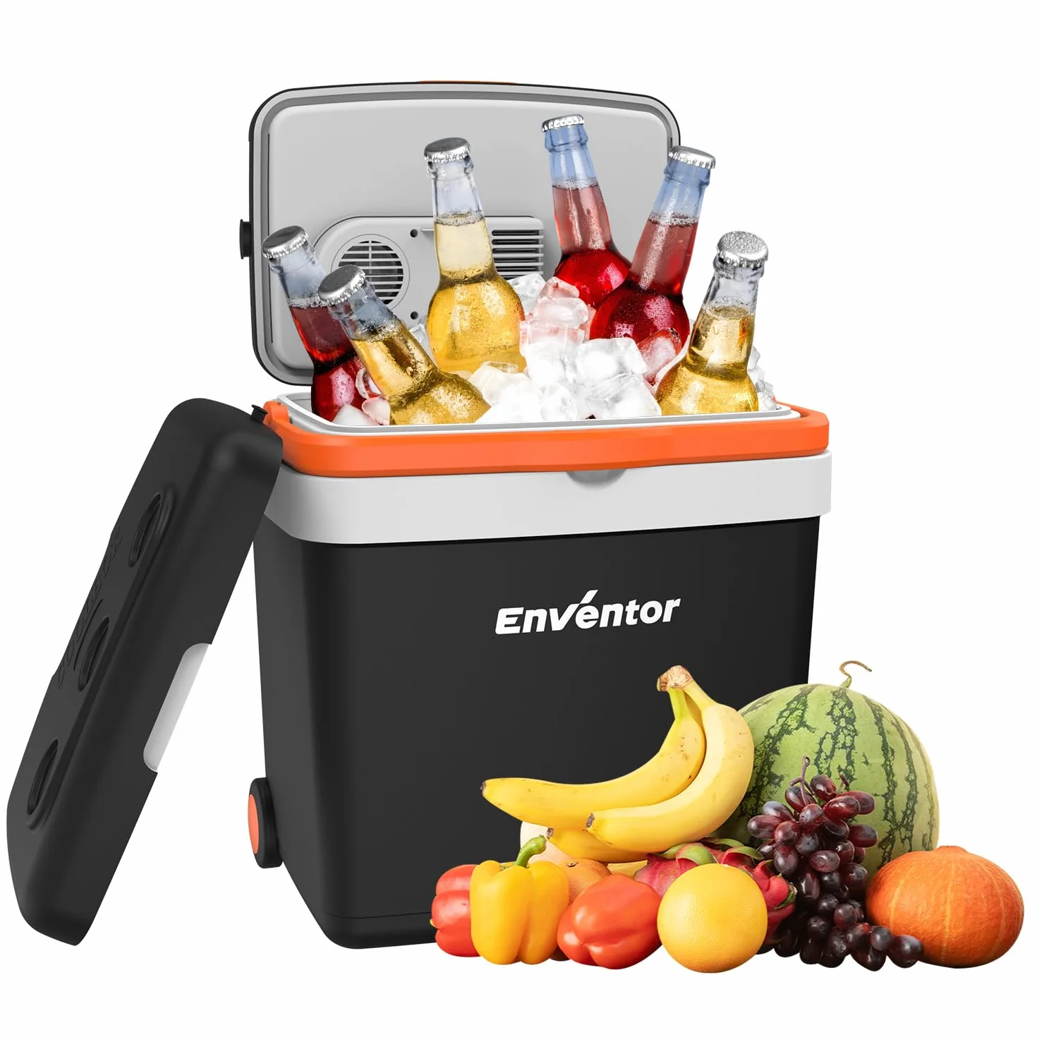 Enventor Lodówka turystyczna 33 L 12V 230V tryb ECO z kółkami i rączką