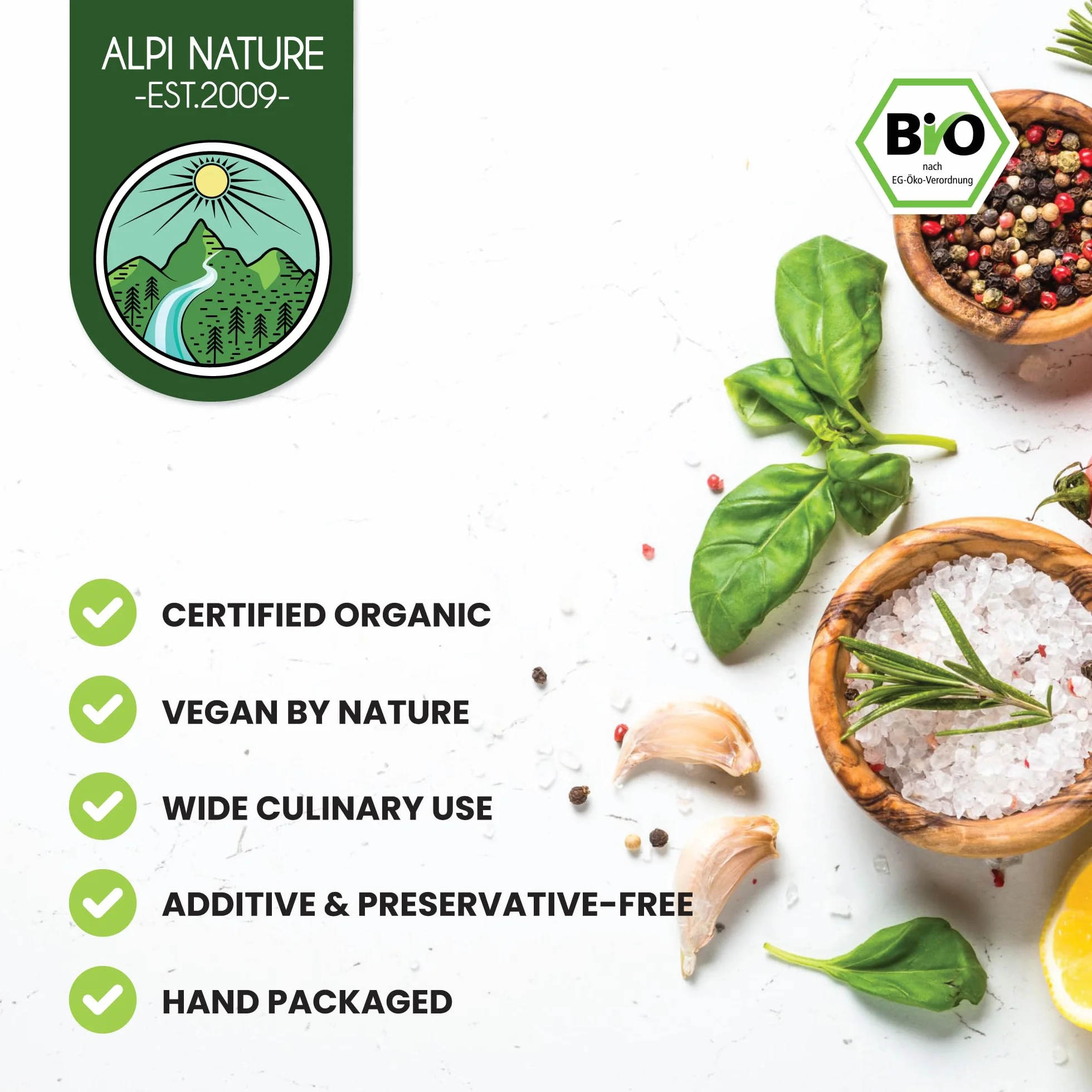 Alpi Nature Ekologiczna Drobna Sól Morska Śródziemnomorska 900g, Drobna Sól Morska do Gotowania i Kąpieli