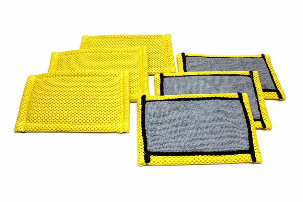 Gąbka do naczyń i kuchni z mikrofibry - 10 cm x 16 cm - Wymienna gąbka do naczyń, odporna na zarysowania, podkładka do szorowania, nadaje się do prania i zmywarki (6, szara i złota)