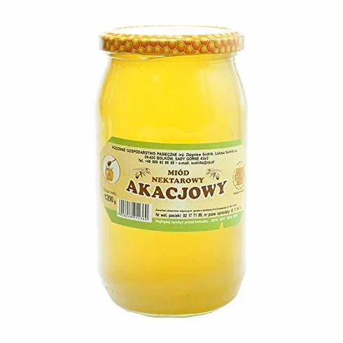 Miód akacjowy nektarowy 1200g Rodzinna Pasieka Sudnik