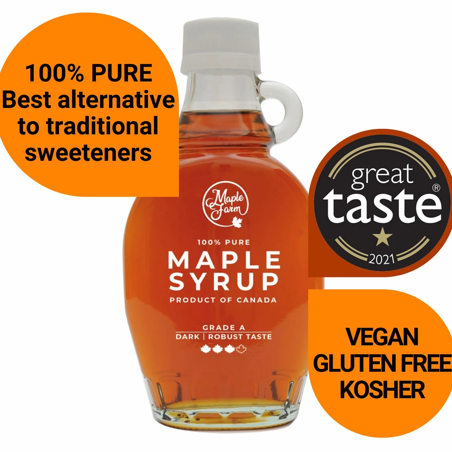 MapleFarm - Czysty syrop klonowy - Wyprodukowano w Kanadzie - Klasa A (Dark, Robust taste) - Butelka 189 ml (250 g) - Pure maple syrup - Maple syrup