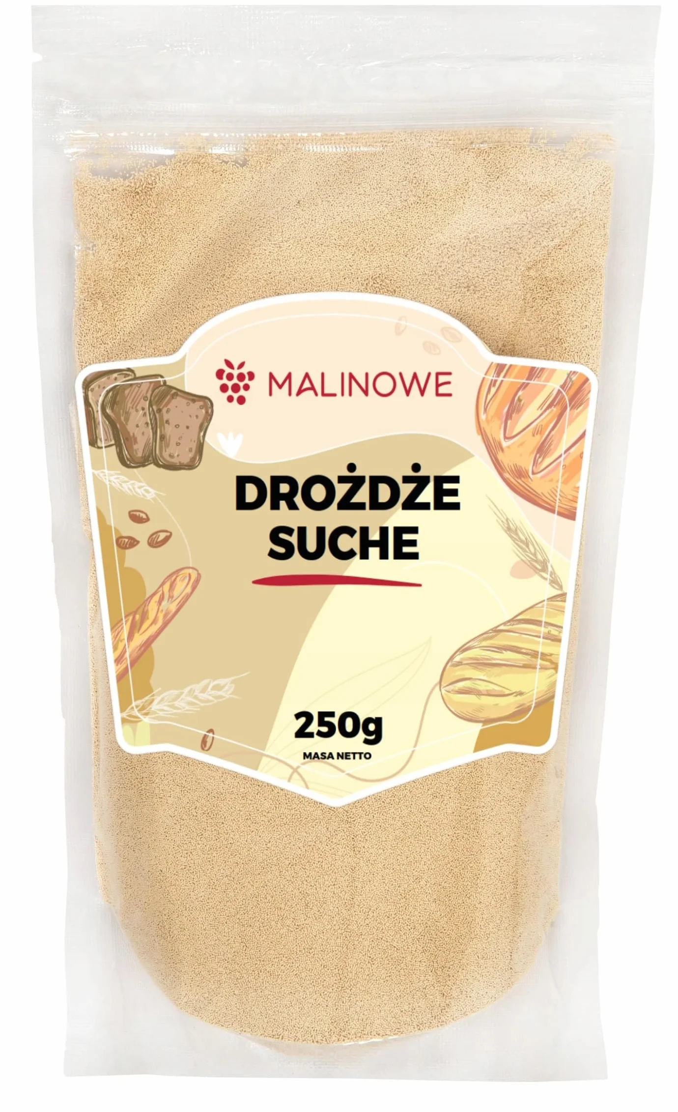 Malinowe DROŻDŻE PIEKARSKIE SUCHE 250g Drożdże Instant Jakość Premium