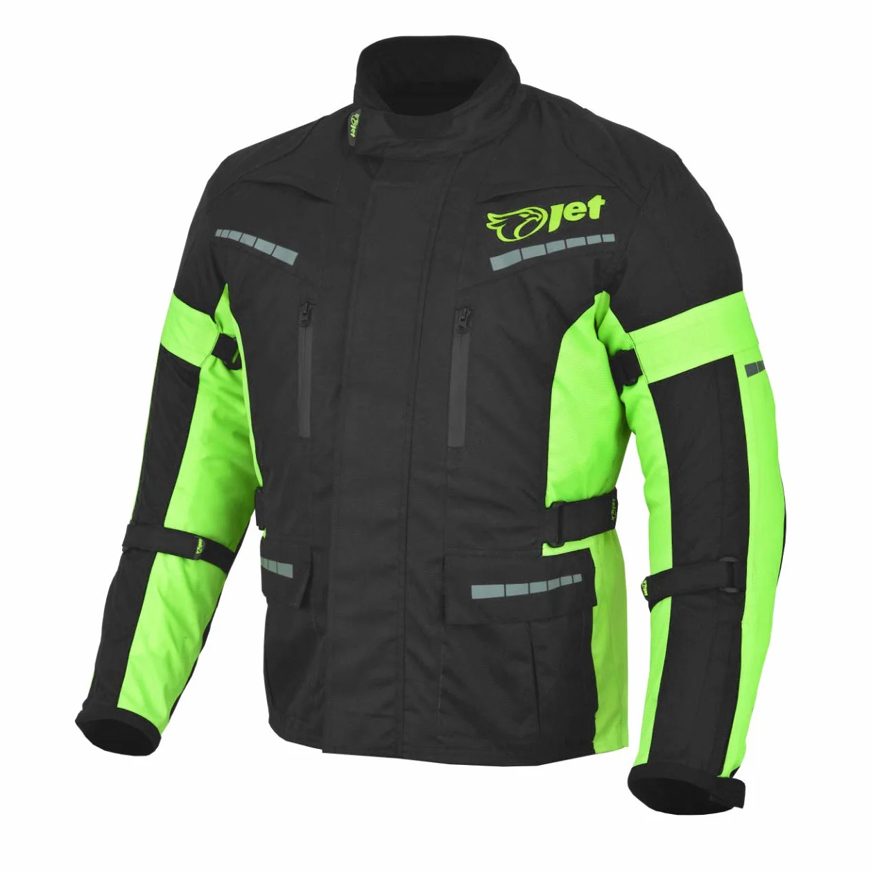 Jet Męska wodoodporna kurtka motocyklowa tekstylna czarny fluro