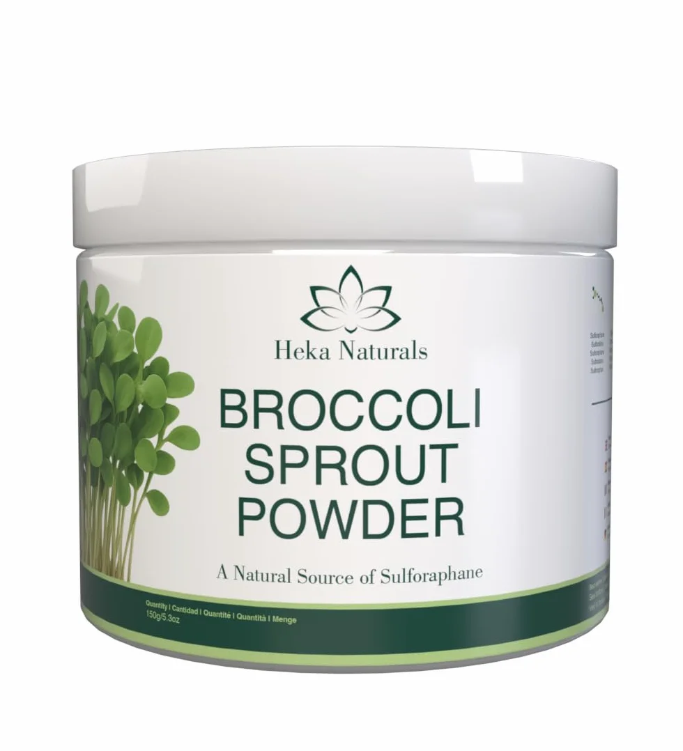 Heka Naturals Kiełki brokułów w proszku – 100% czysta superfood z kiełkujących nasion – sulforafan, wegański, wolny od inżynierii genetycznej i dodatków (małe (150 g))