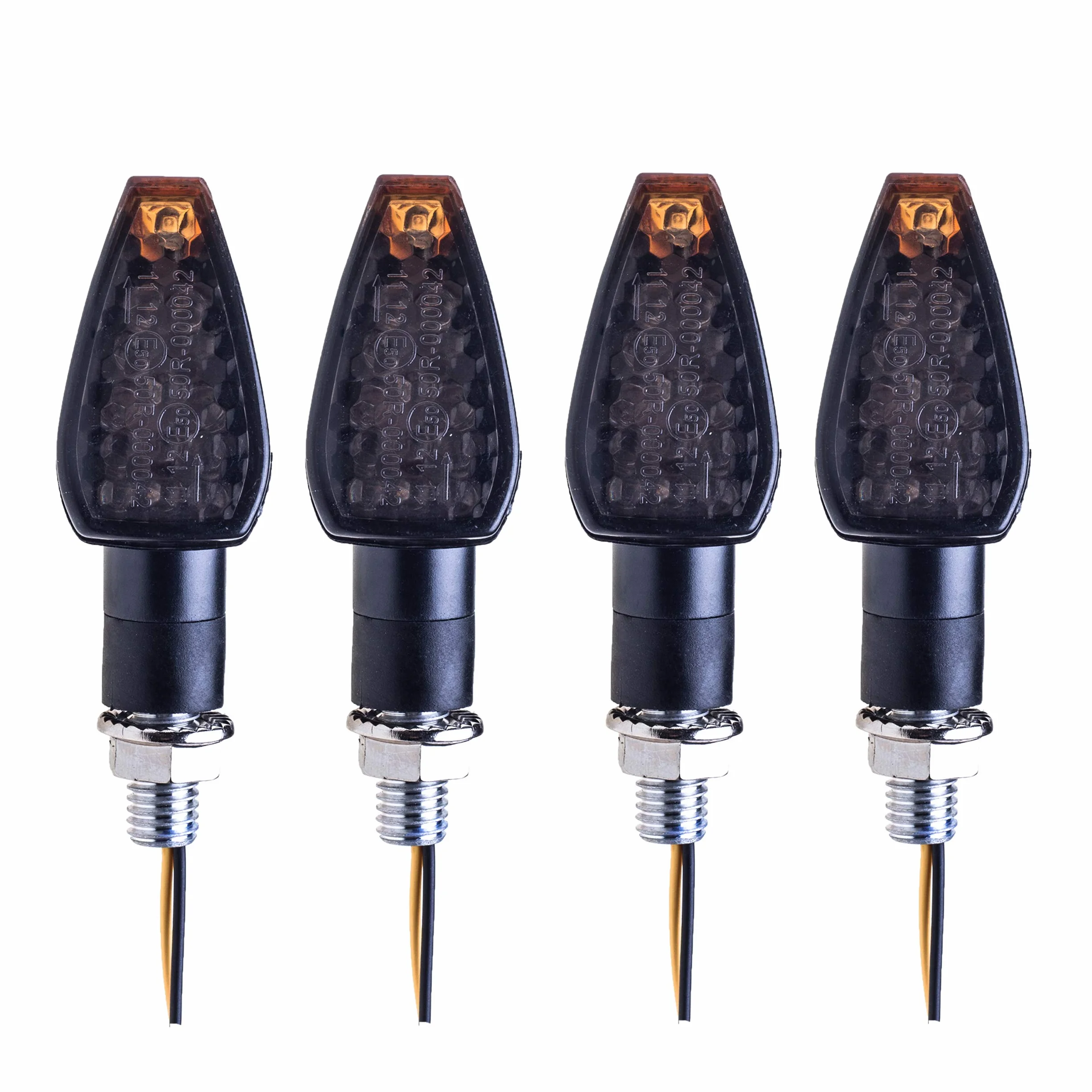 4 szt. wskaźniki do motocykla, 12V 14 diod LED, kierunkowskazy, certyfikacja E, wodoodporne, uniwersalne, do skutera, quada, motoroweru, dojazdowego (dym)