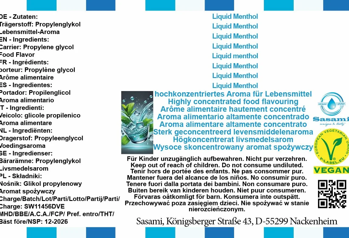 Sasami Liquid Menthol Aromat Koncentrat 10ml
