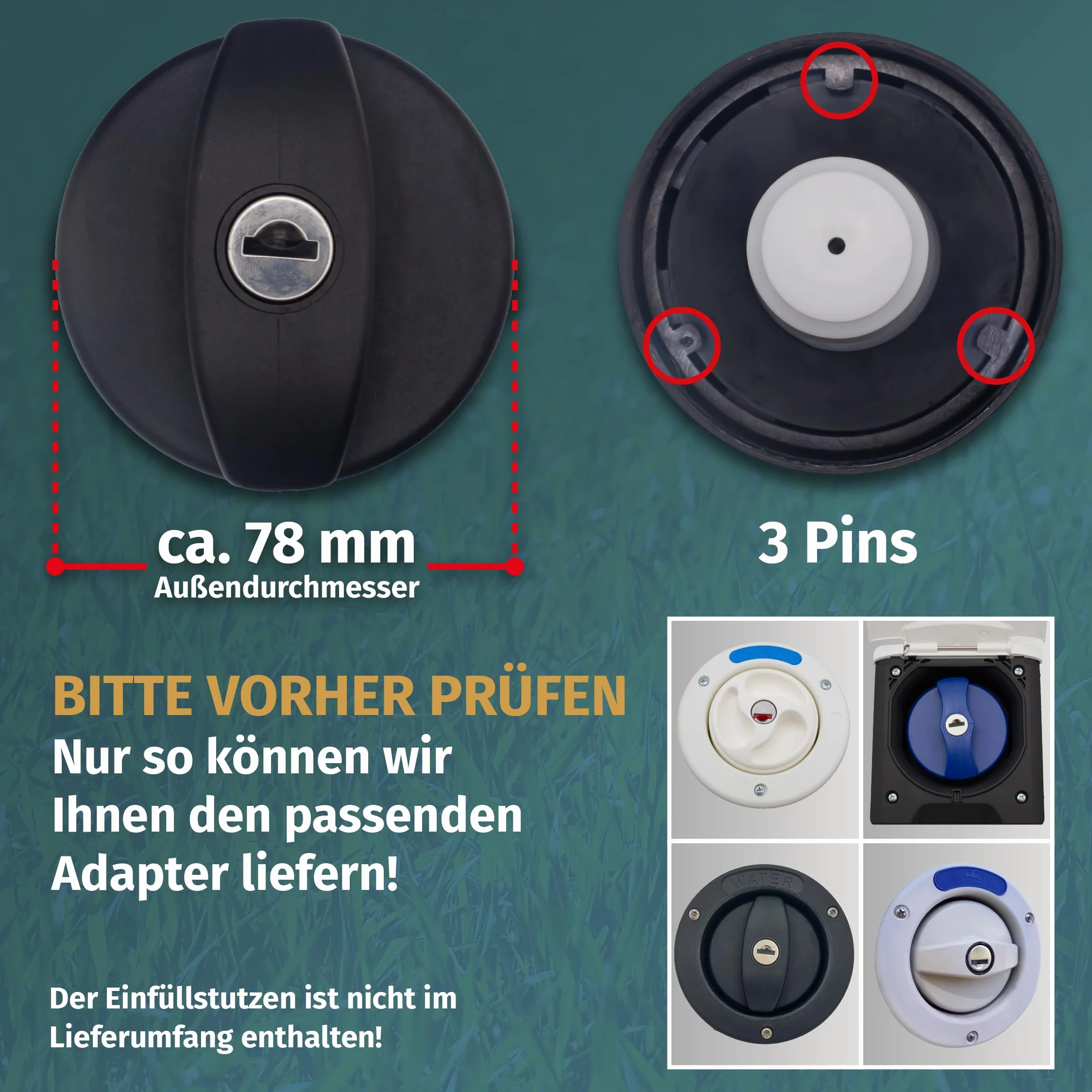 MaJoCompTec® WATERTWIN adapter do zbiornika na wodę | kompatybilny z Gardena | zawór odcinający filtru wody z przyłączem do kranu | akcesoria do króćca napełniania zbiornika na wodę do samochodów