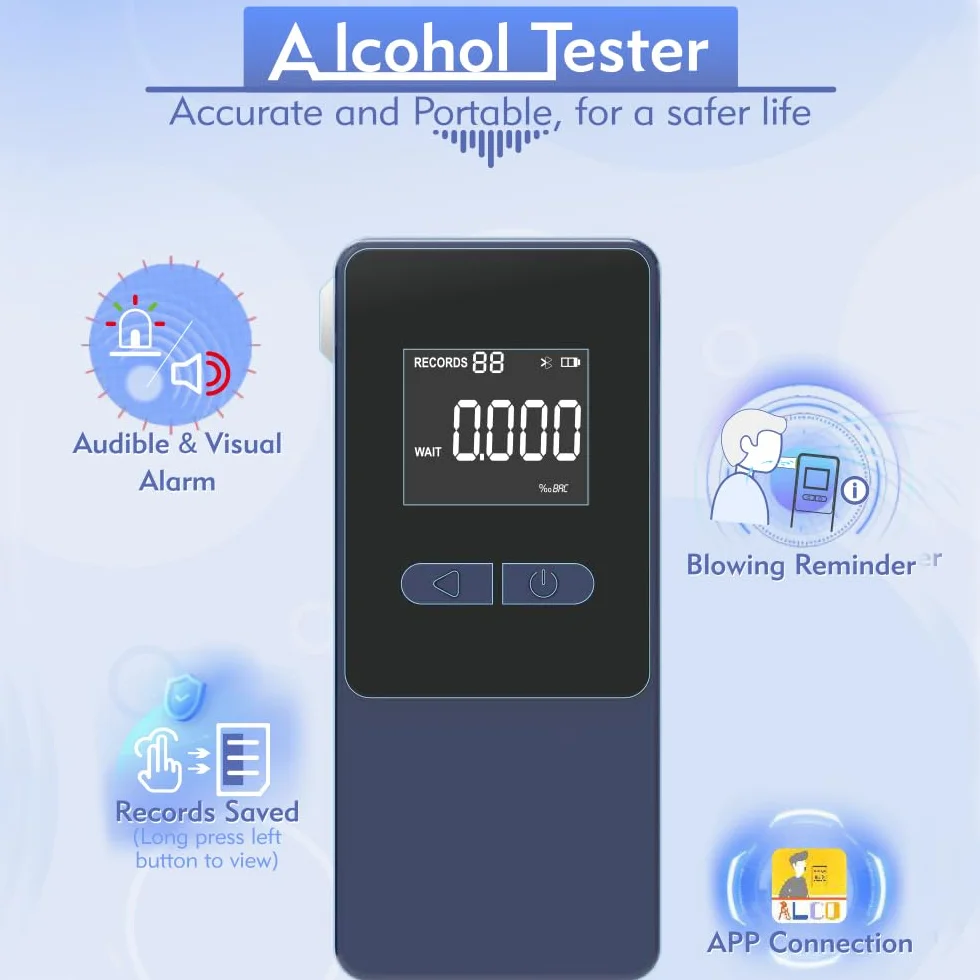 Alkomat Domowy Pro Breathalyser z 5 Ustnikami Czarny