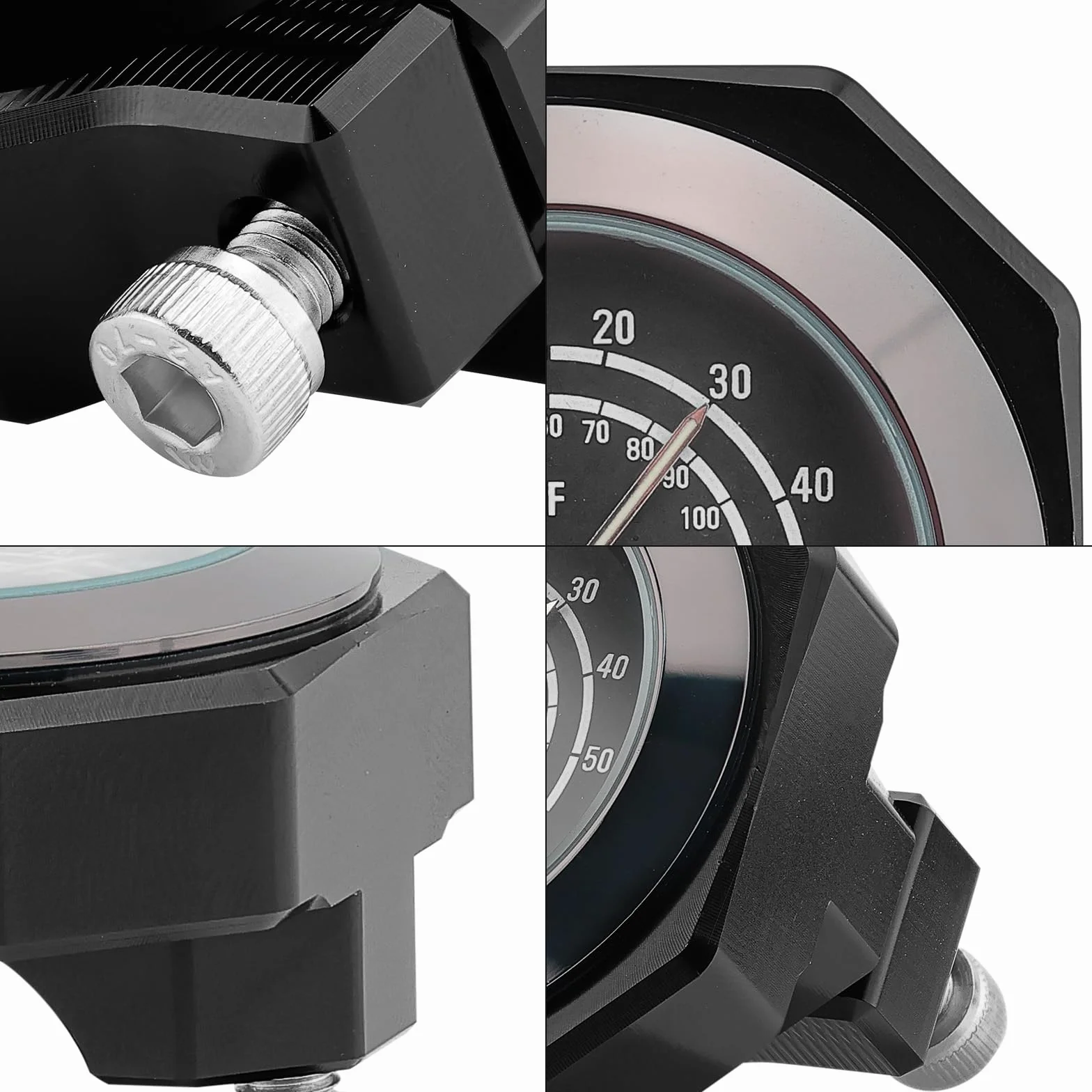 Riloer Termometr do motocykla wodoodporny ze stopu czarny Yamaha Kawasaki